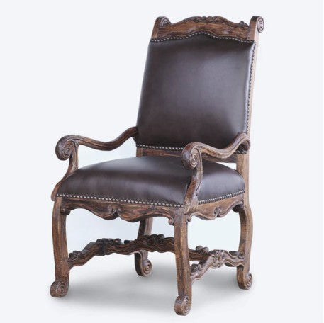 Leather Arm Chair with Brass Studs