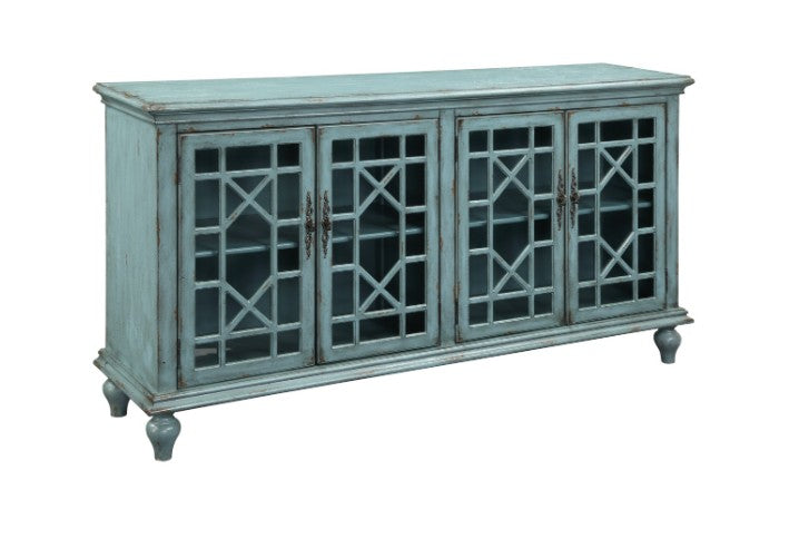 Media Credenza 4 Drawer Turquoise