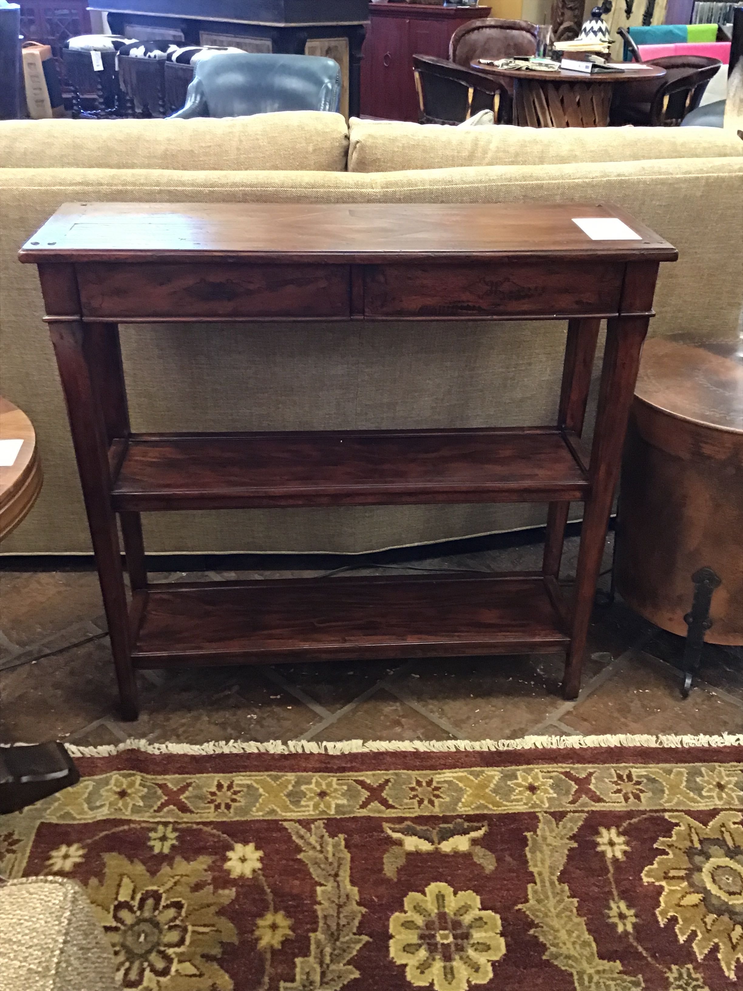 Console Table Subtly Incised Antique Wood