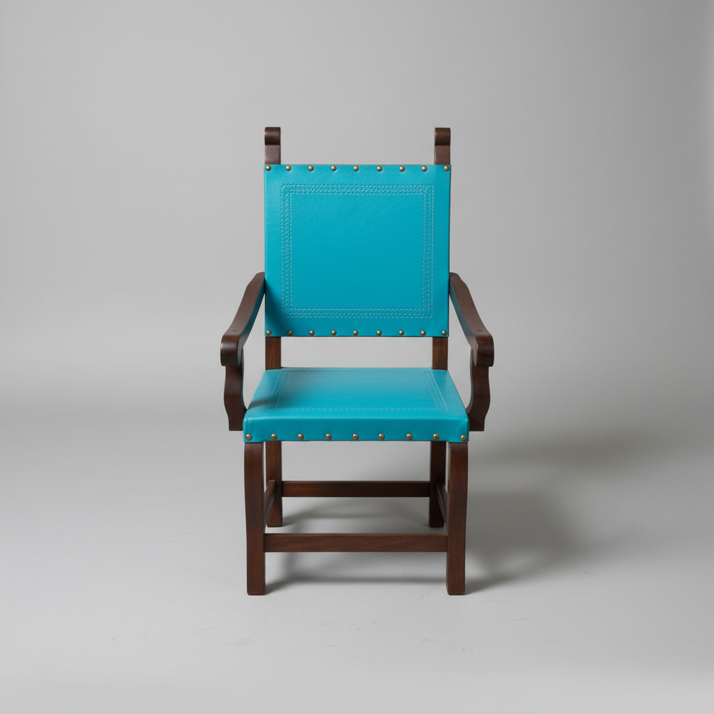 Arm Chair Leather Turquoise