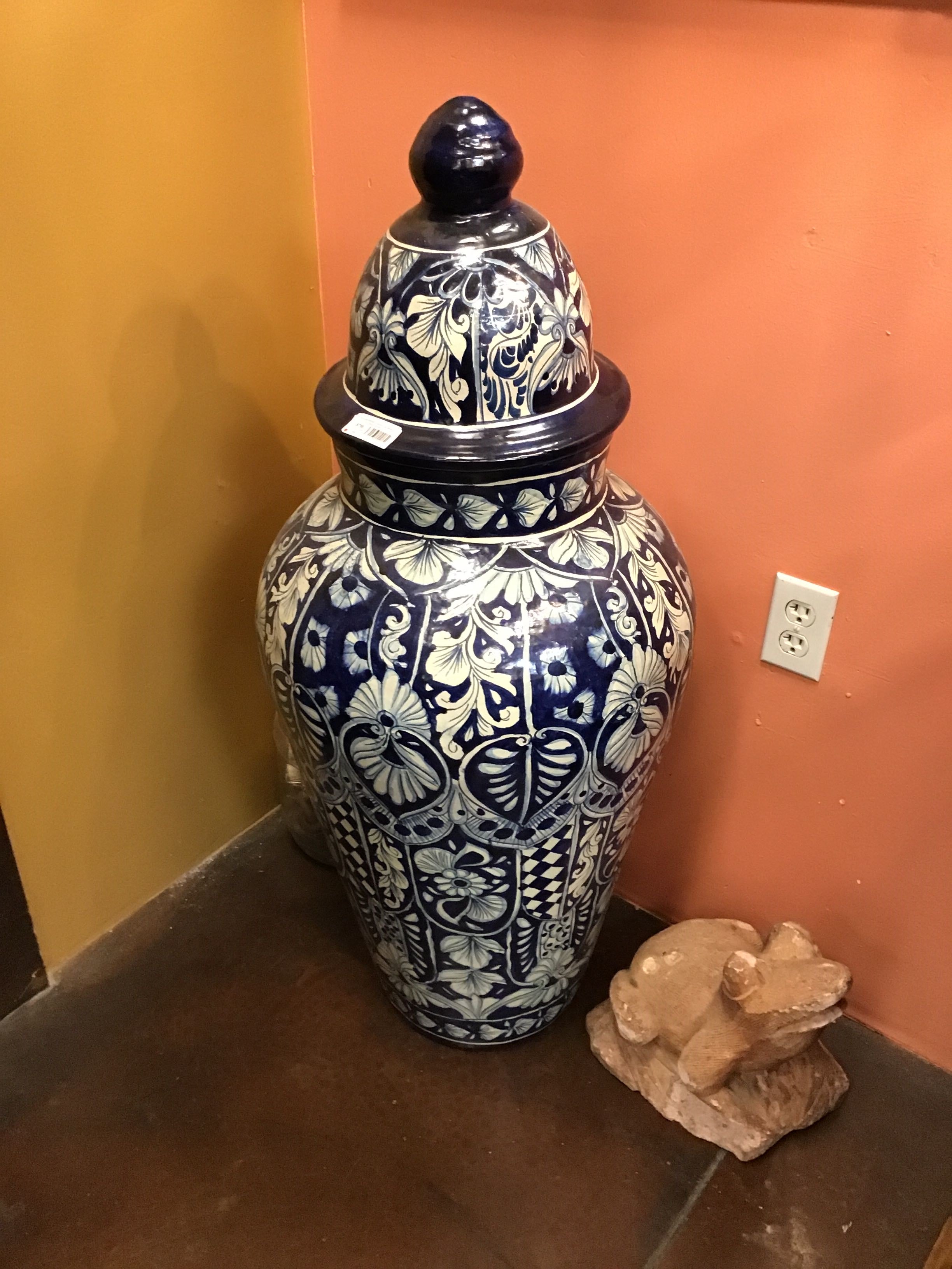 Talavera Jar Medium Blue & White