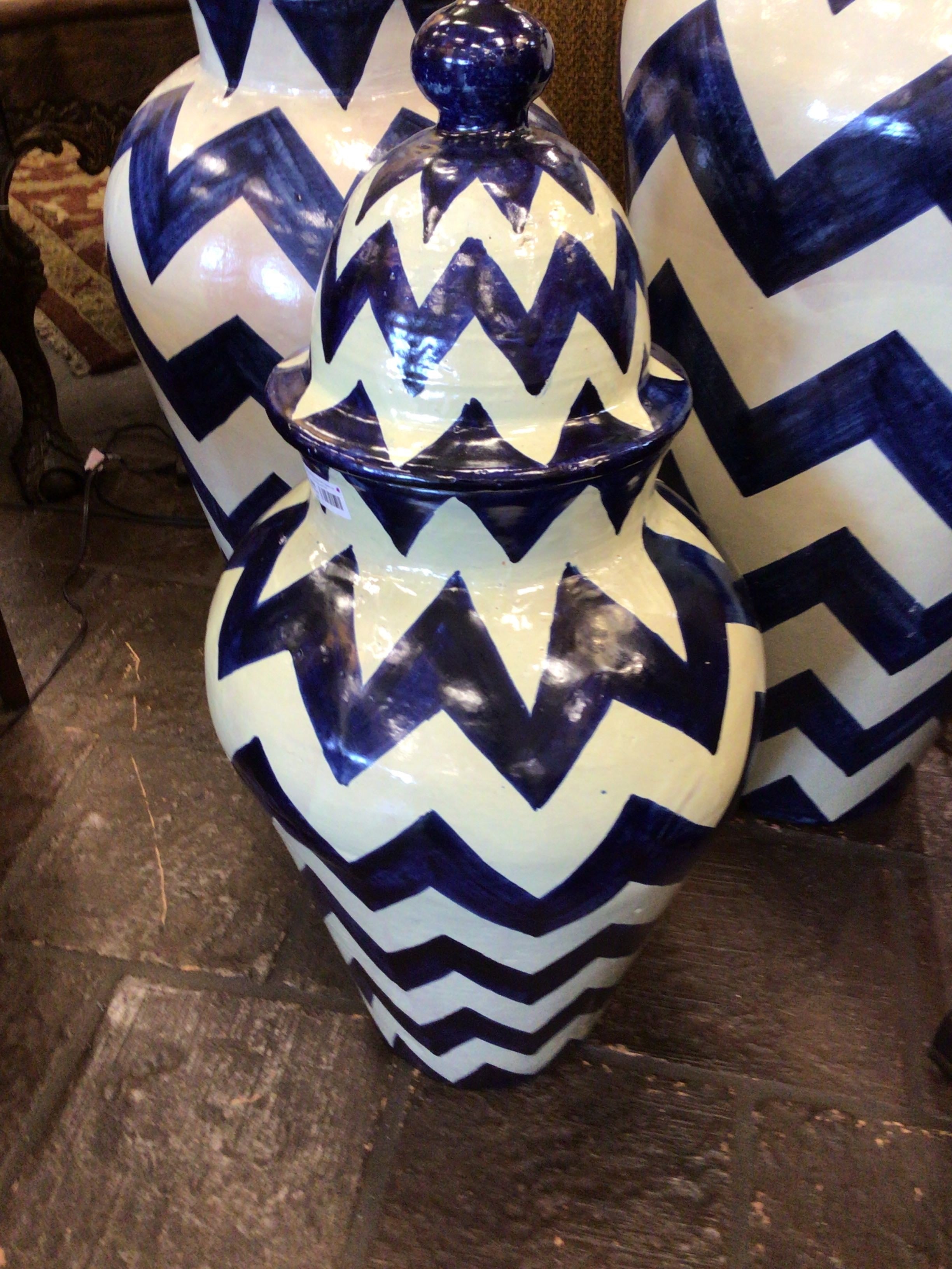 Talavera Jar Zigzag Small Azul