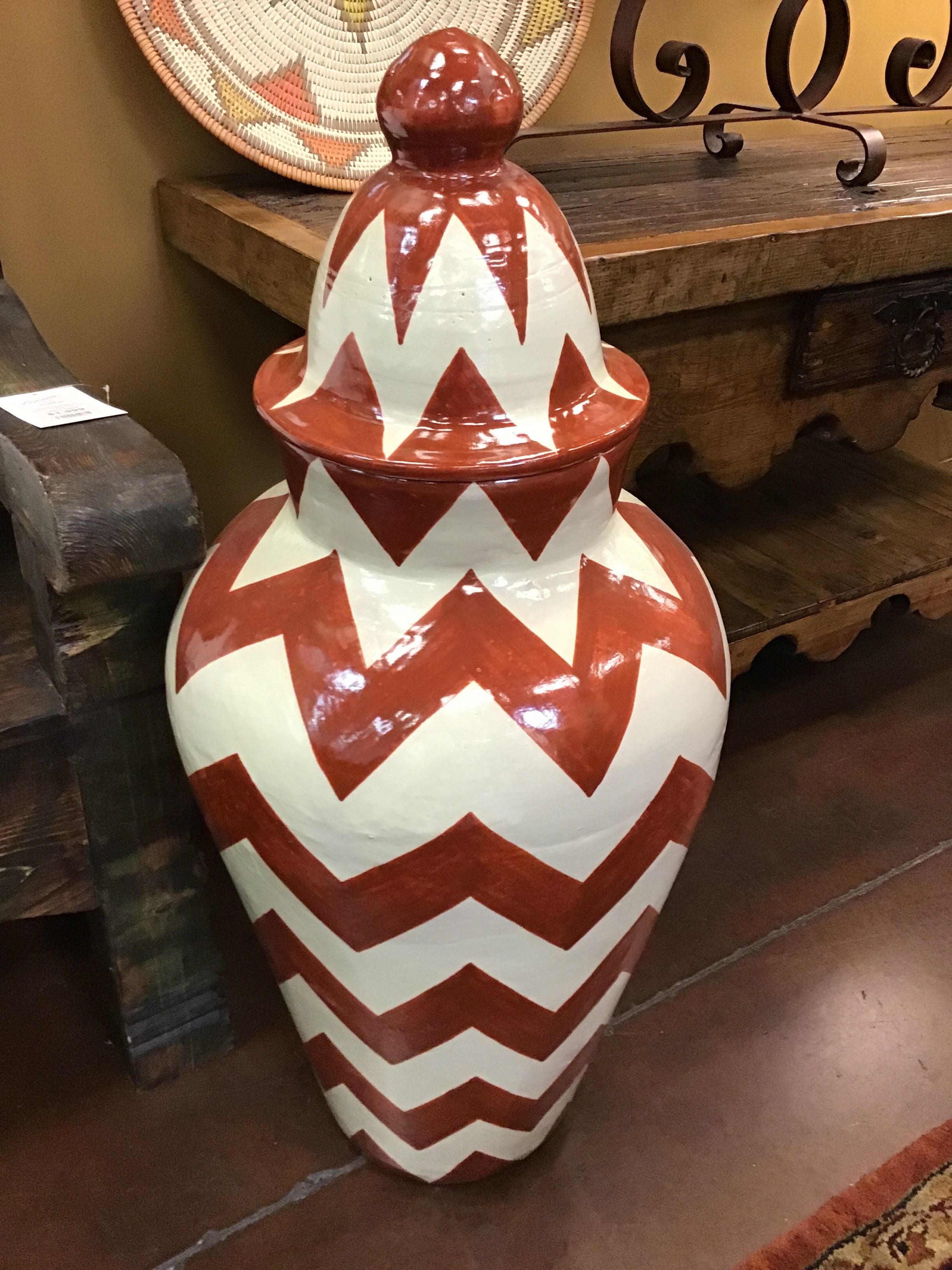 Talavera Jar Zigzag Medium Terracotta