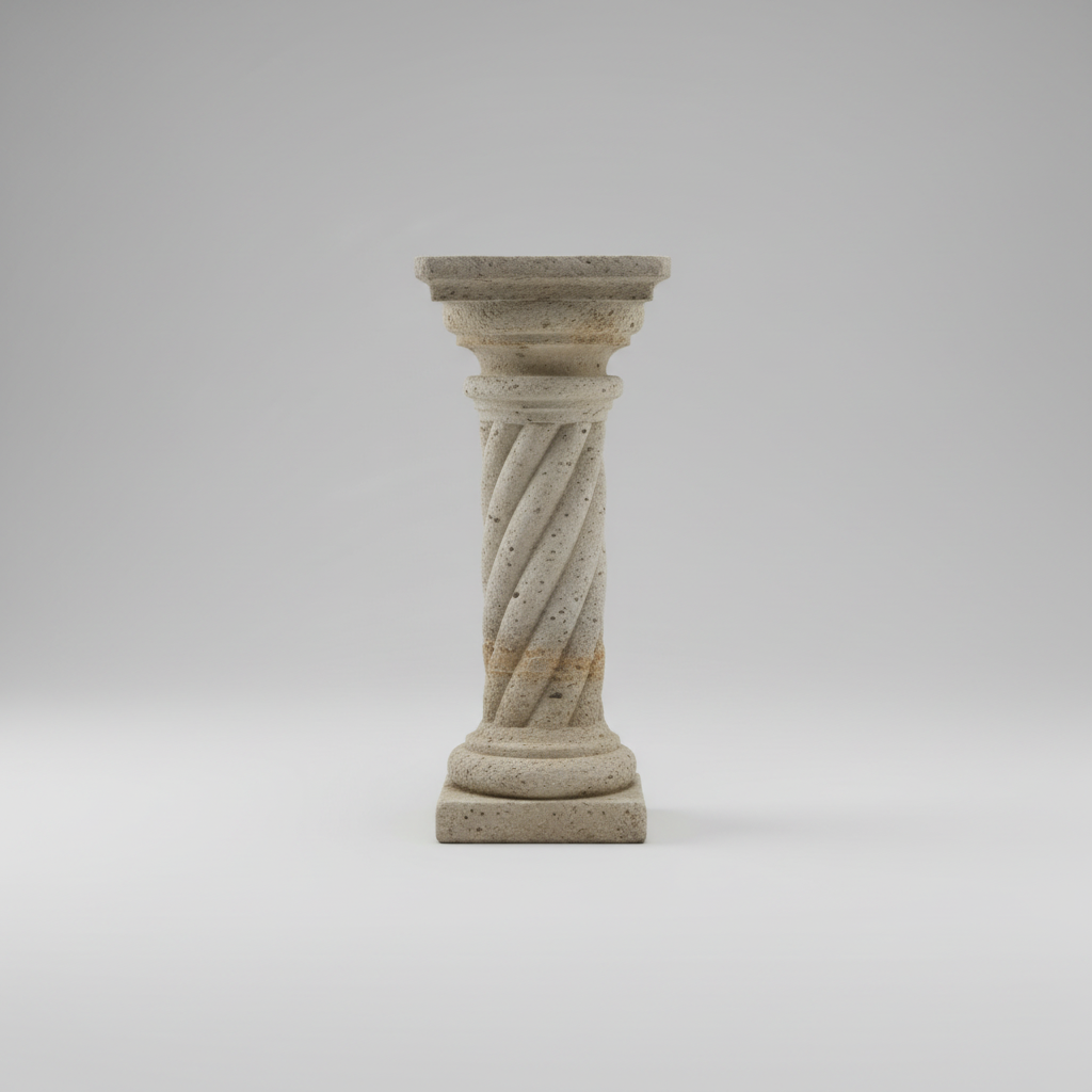 Decorative stone column on a light gray background
