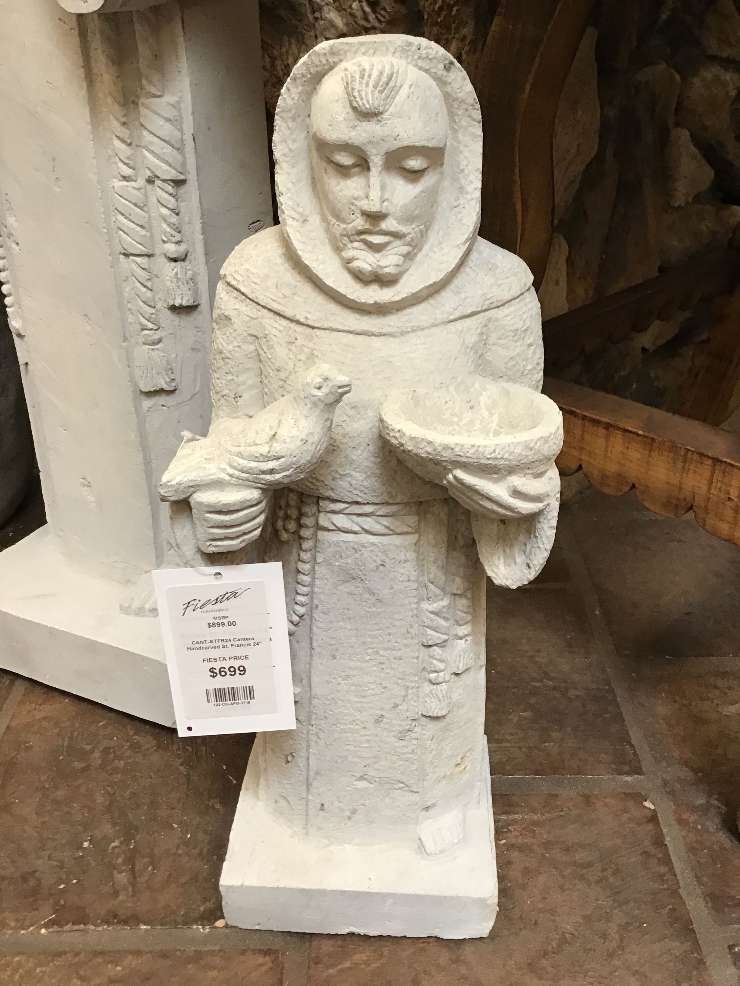 Cantera Handcarved St. Francis Statue, 24"
