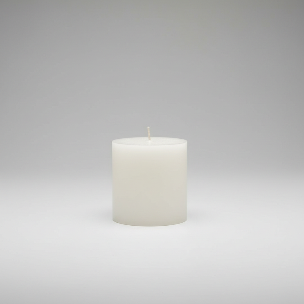 White candle on a gray background