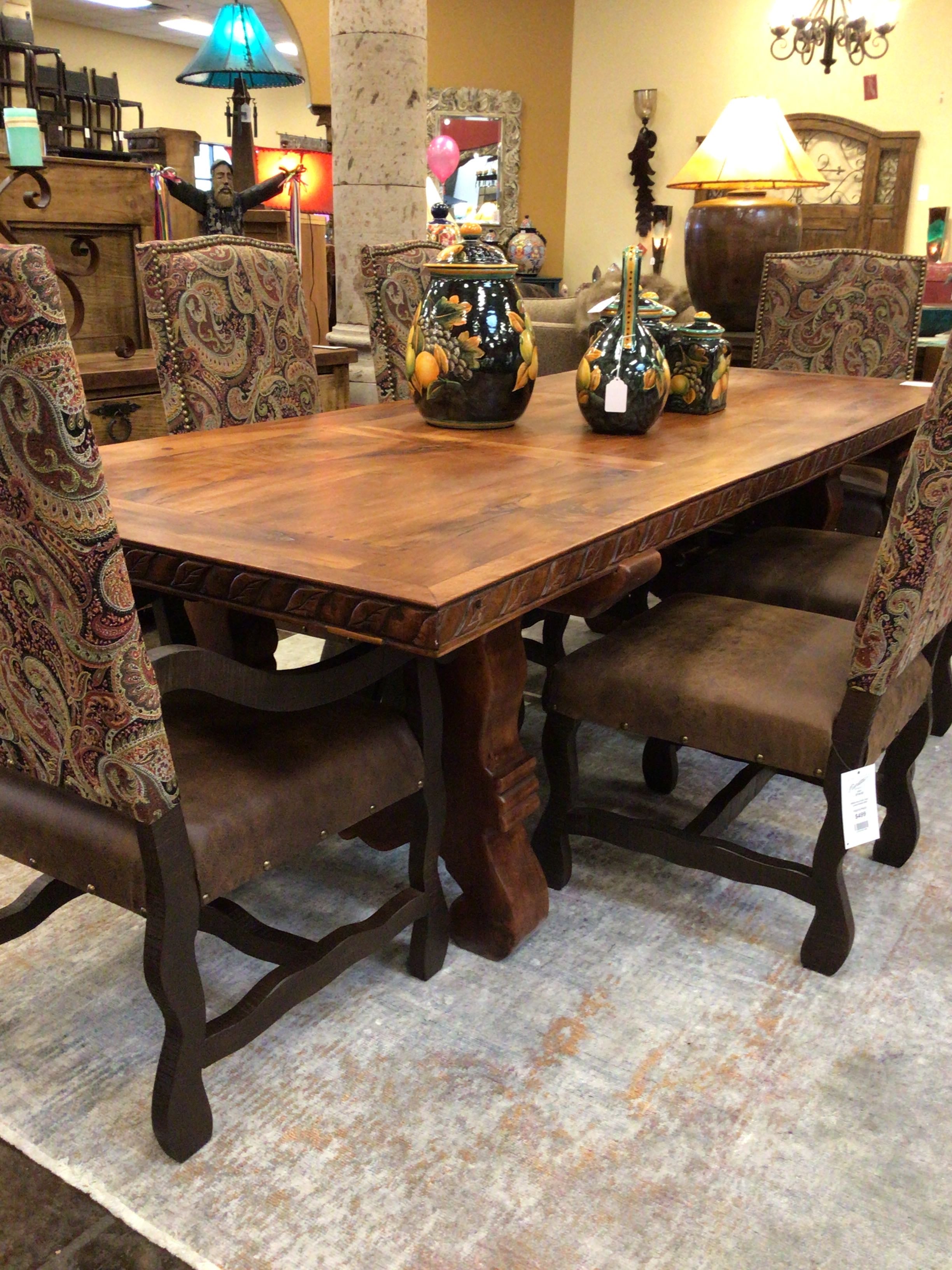 Dining Table Mesquite Metal Stretcher Rectangular 107x43x31