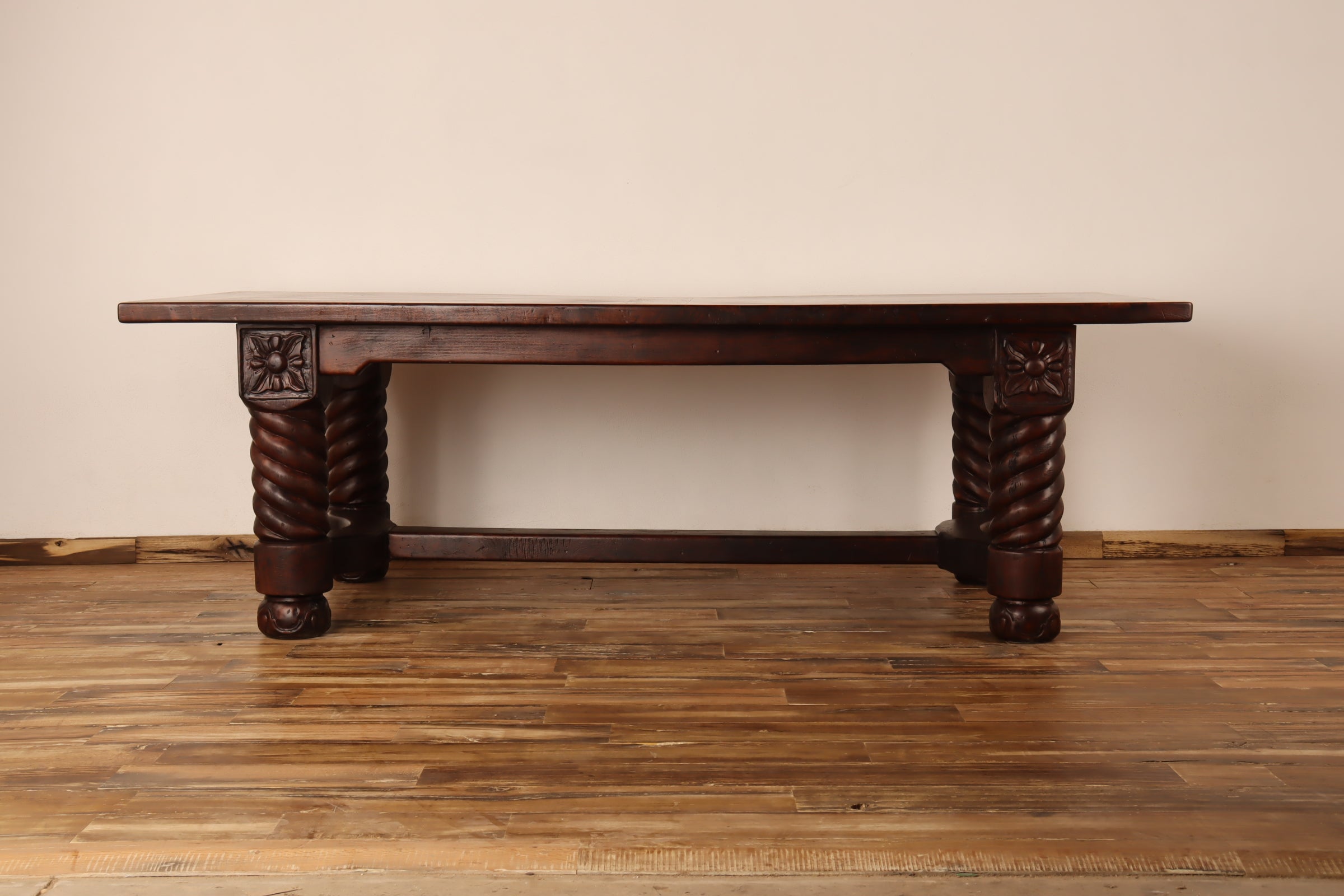 Table Mesquite Wooden Stretcher Tooled Legs Rectangular