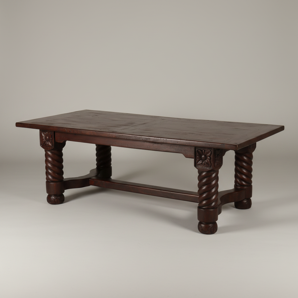 Table Mesquite Wooden Stretcher Tooled Legs Rectangular
