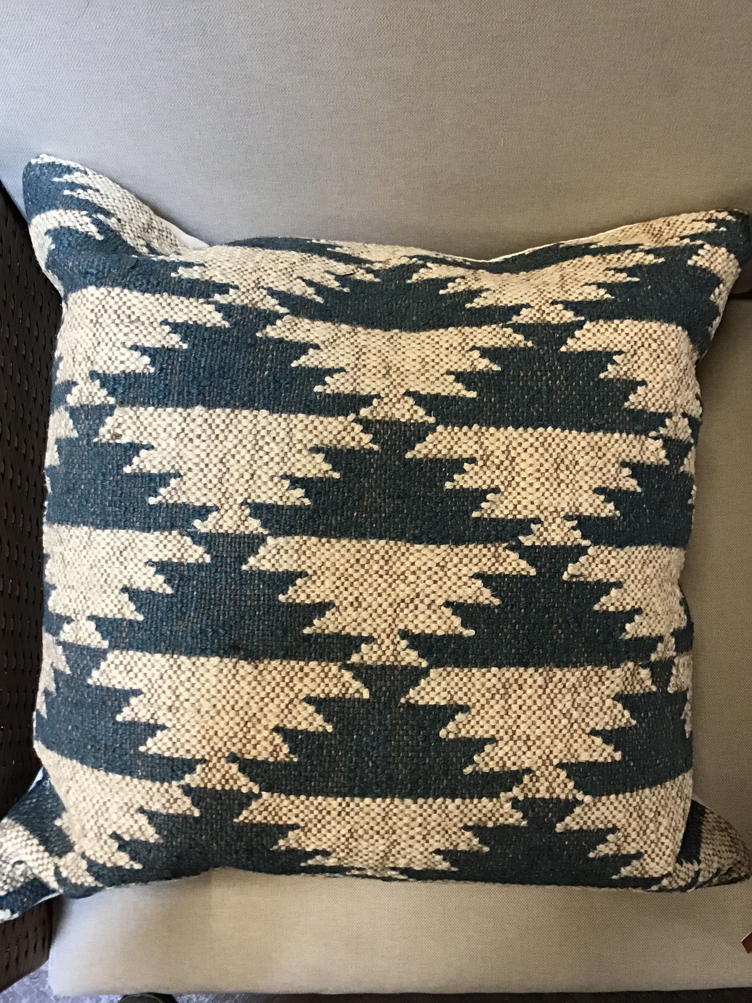 Navy & Cream Aztec Zigzag Pillow