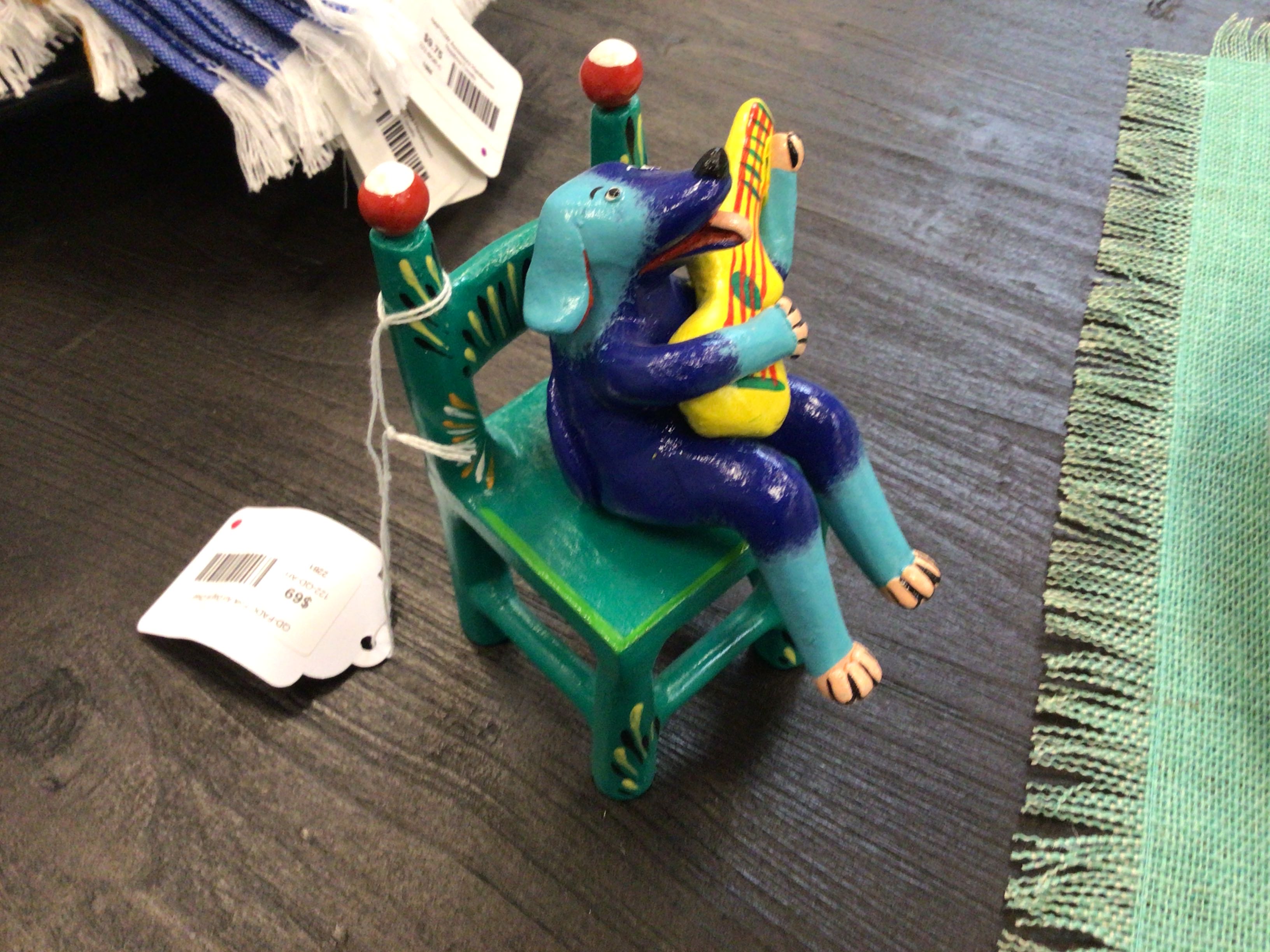 Folk Art Dog in Chair