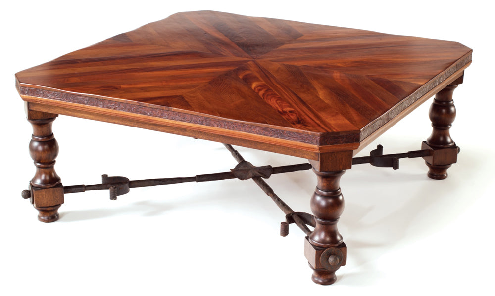 Frederico Cocktail Table Frederico 48x48x20 Leather AC Dark Distressed