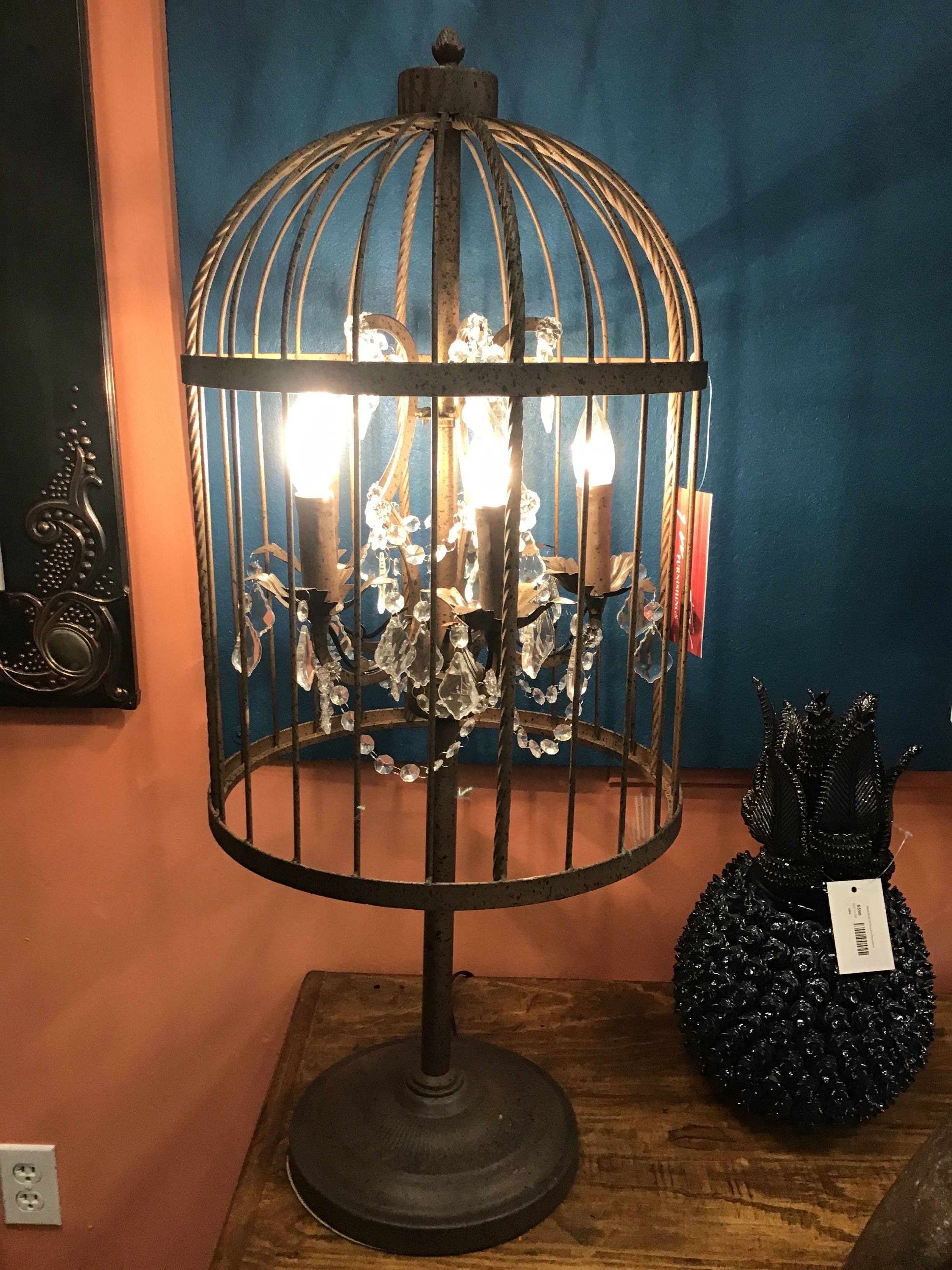 Table Lamp 5 Light Iron Cage