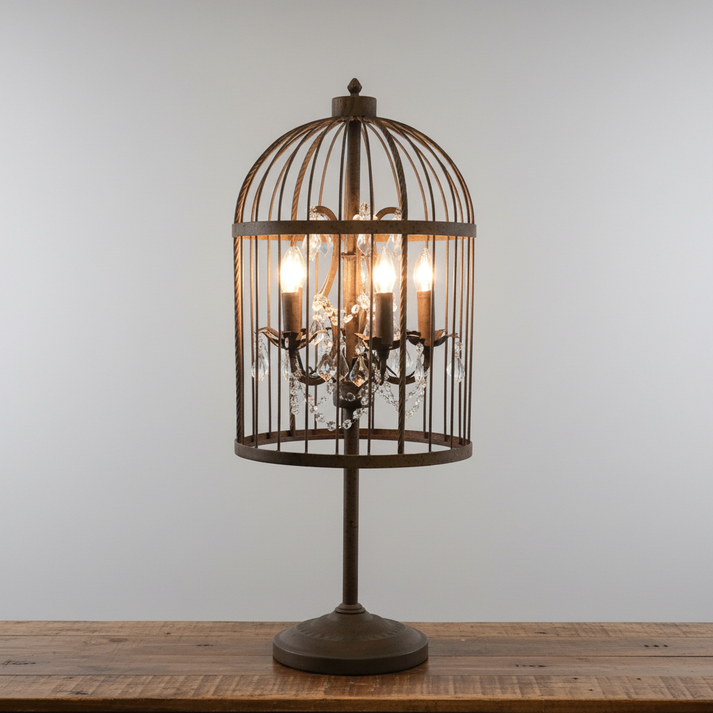 Table Lamp 5 Light Iron Cage