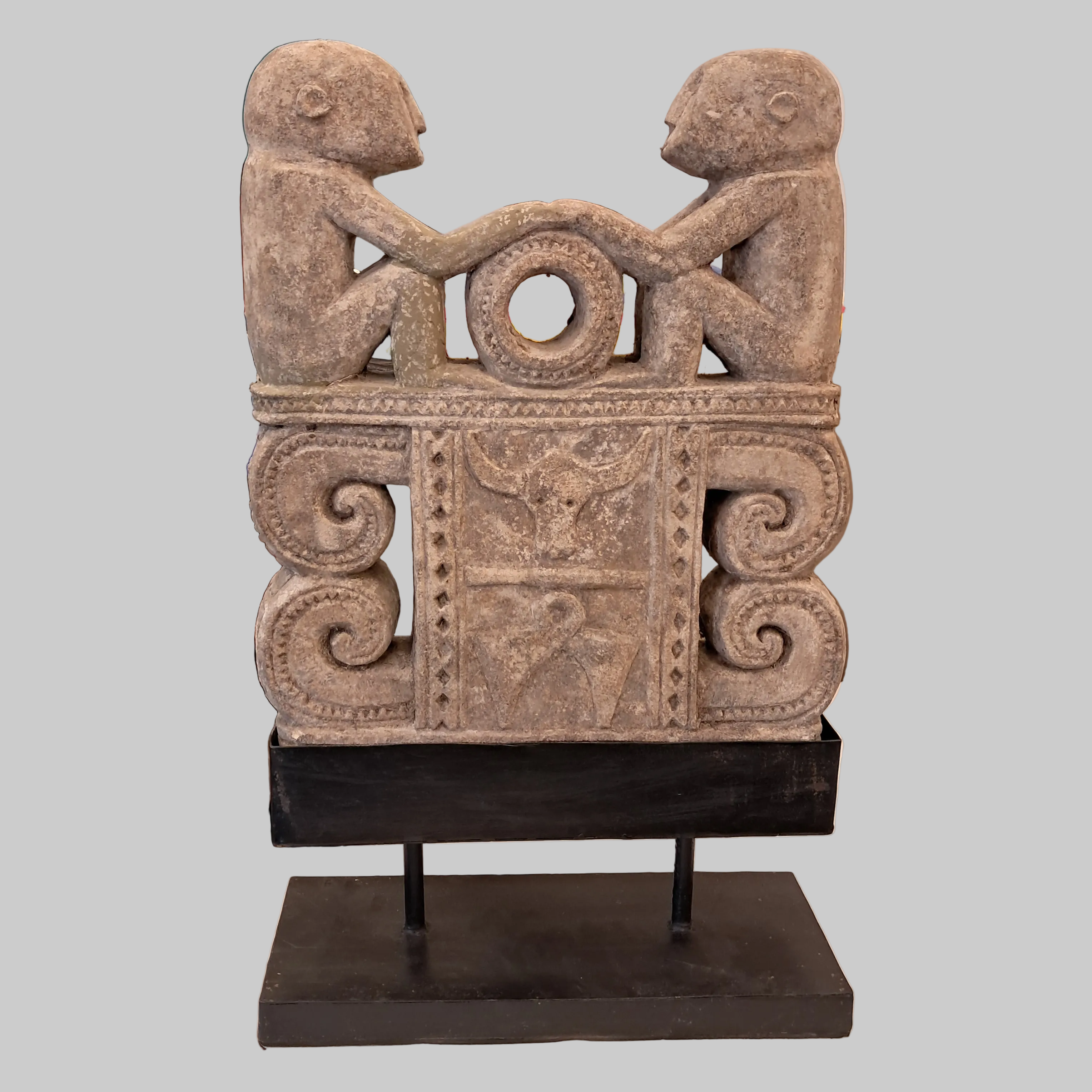 Carving Figure on Stand Limestone One of a Kind