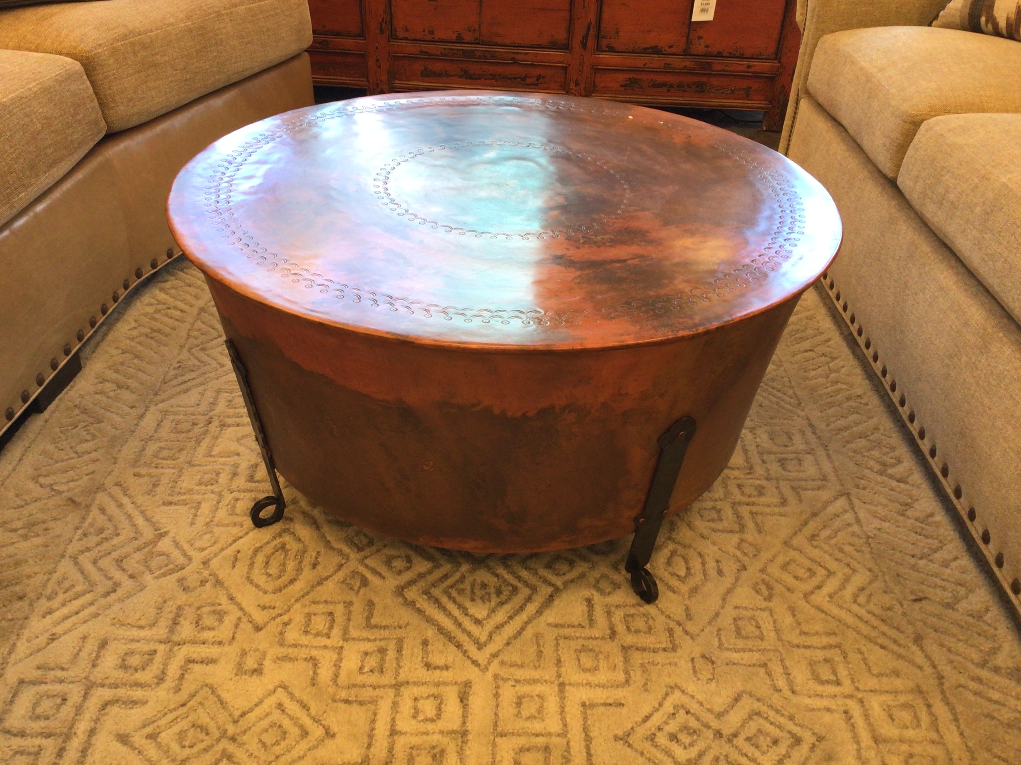 Coffee Table Copper Cauldron Round 36X19