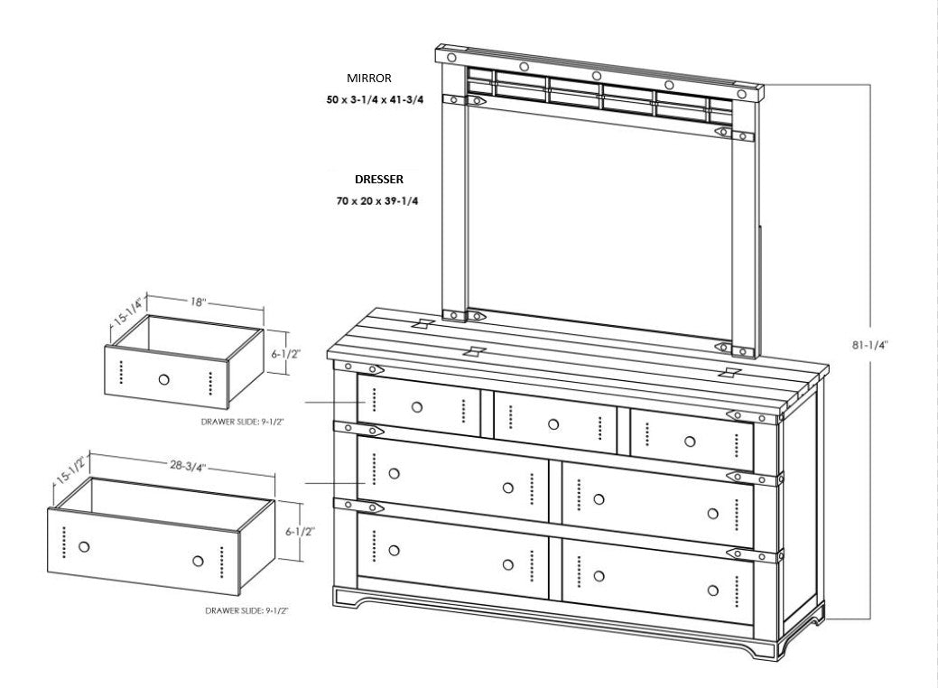 Parota Dresser 7 Drawer