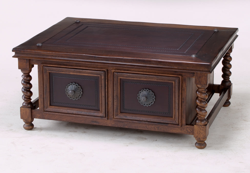 Cocktail Table Leather AC Rafaela 48X36X20 Dark Distressed
