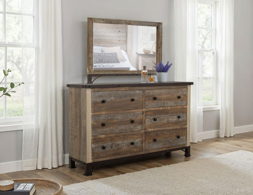 Antique Multicolor Dresser 6 Drawer