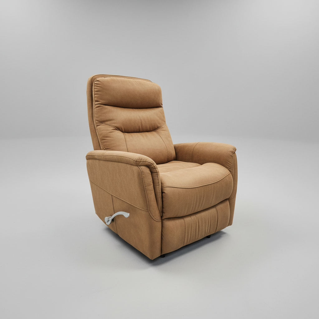 Brown recliner chair on a gray background