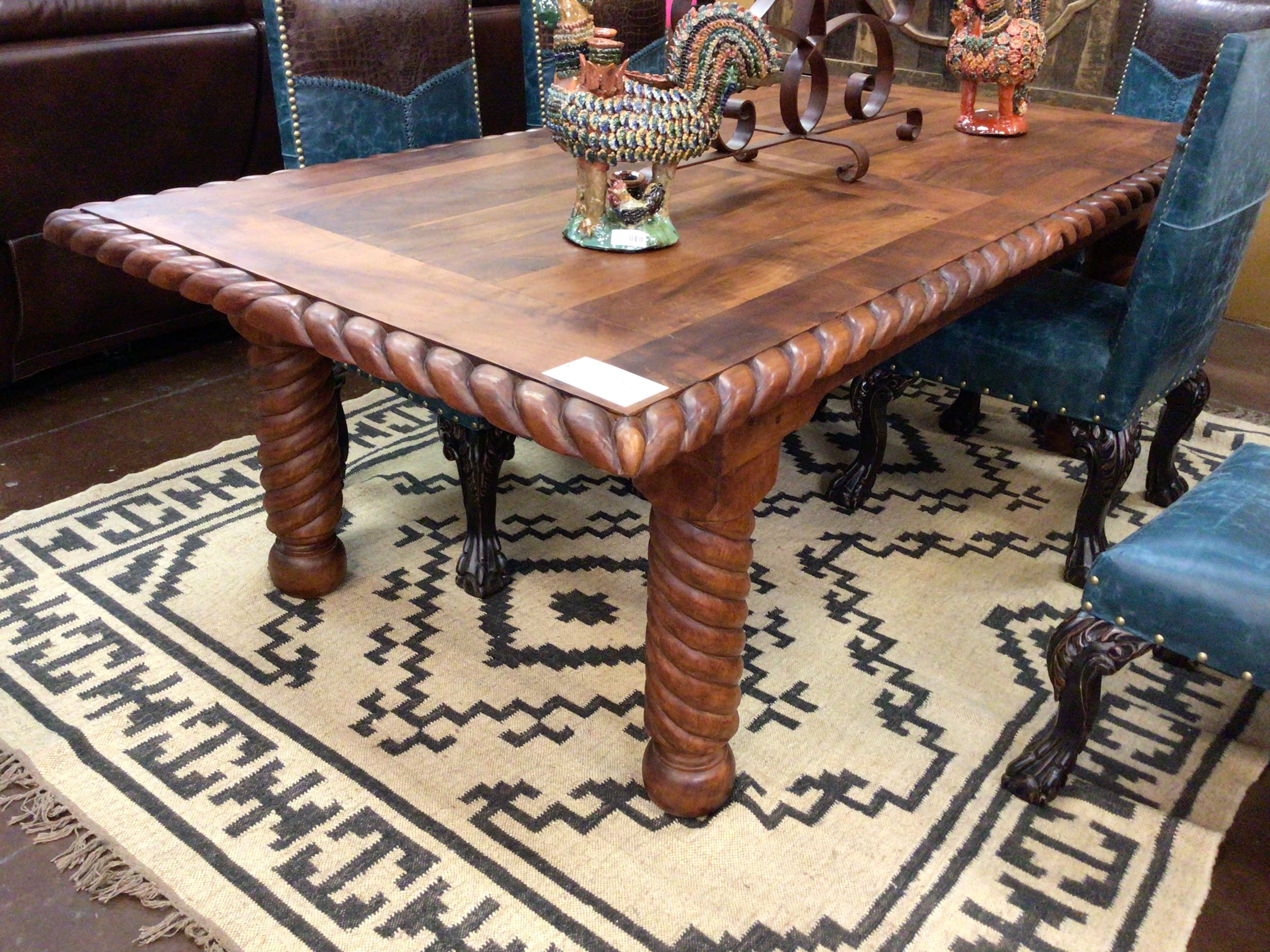 Table Tooled Legs Mesquite Rectangular 95 1/2W x 48 x 32