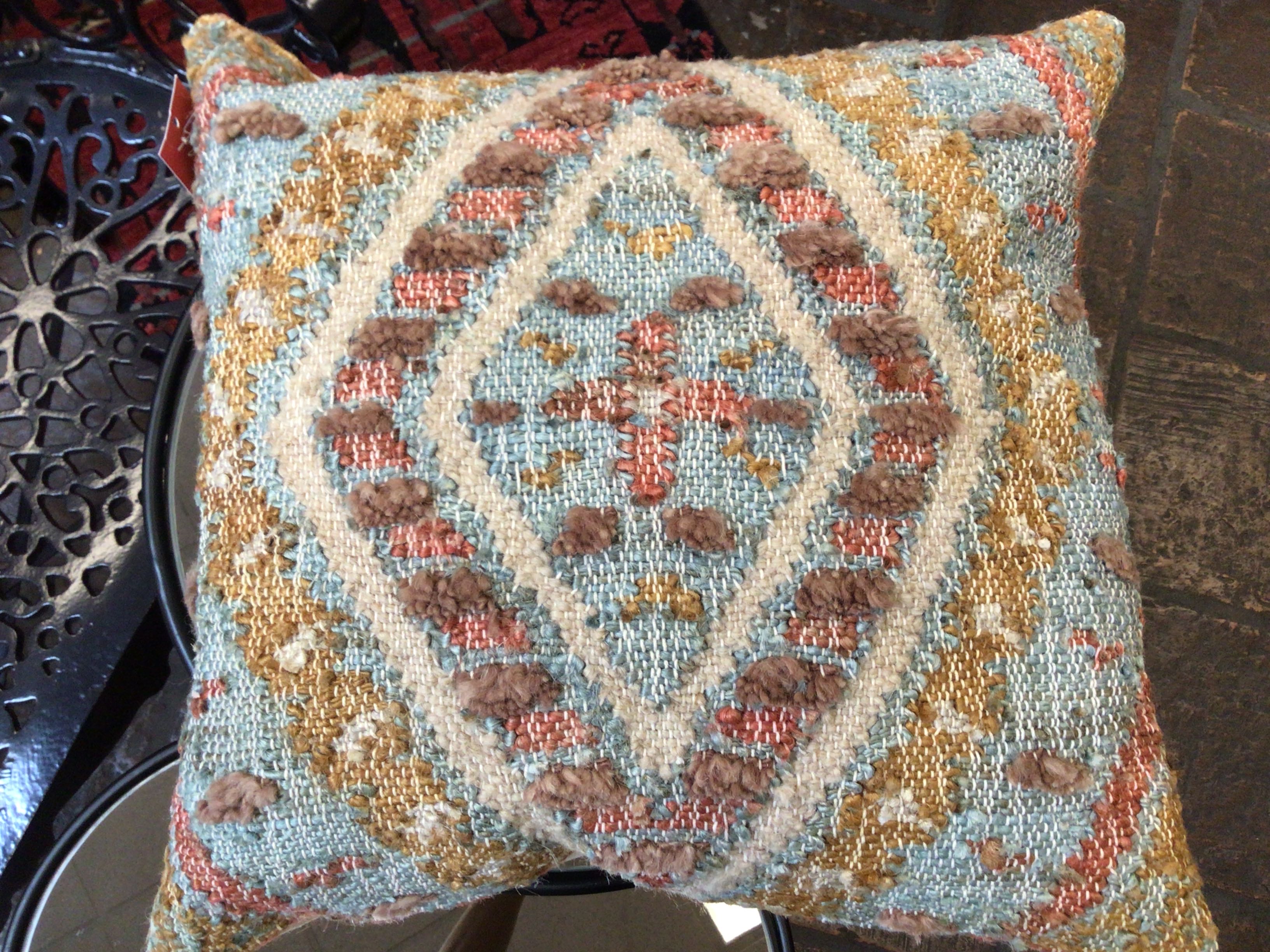 Faded Rust & Blue Diamond Pillow