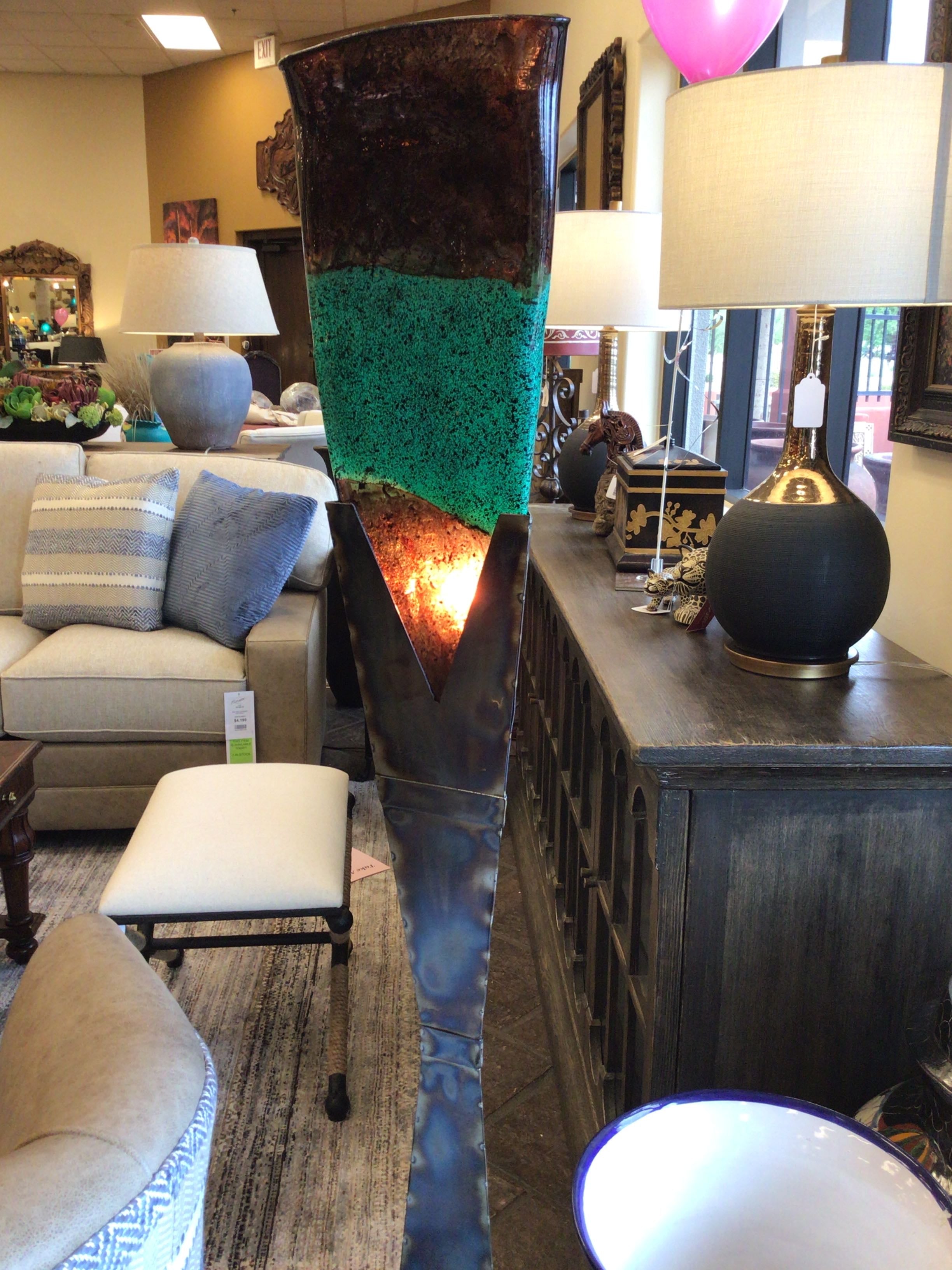 Floor Lamp Modern Triangle Titan Turquoise Burnt