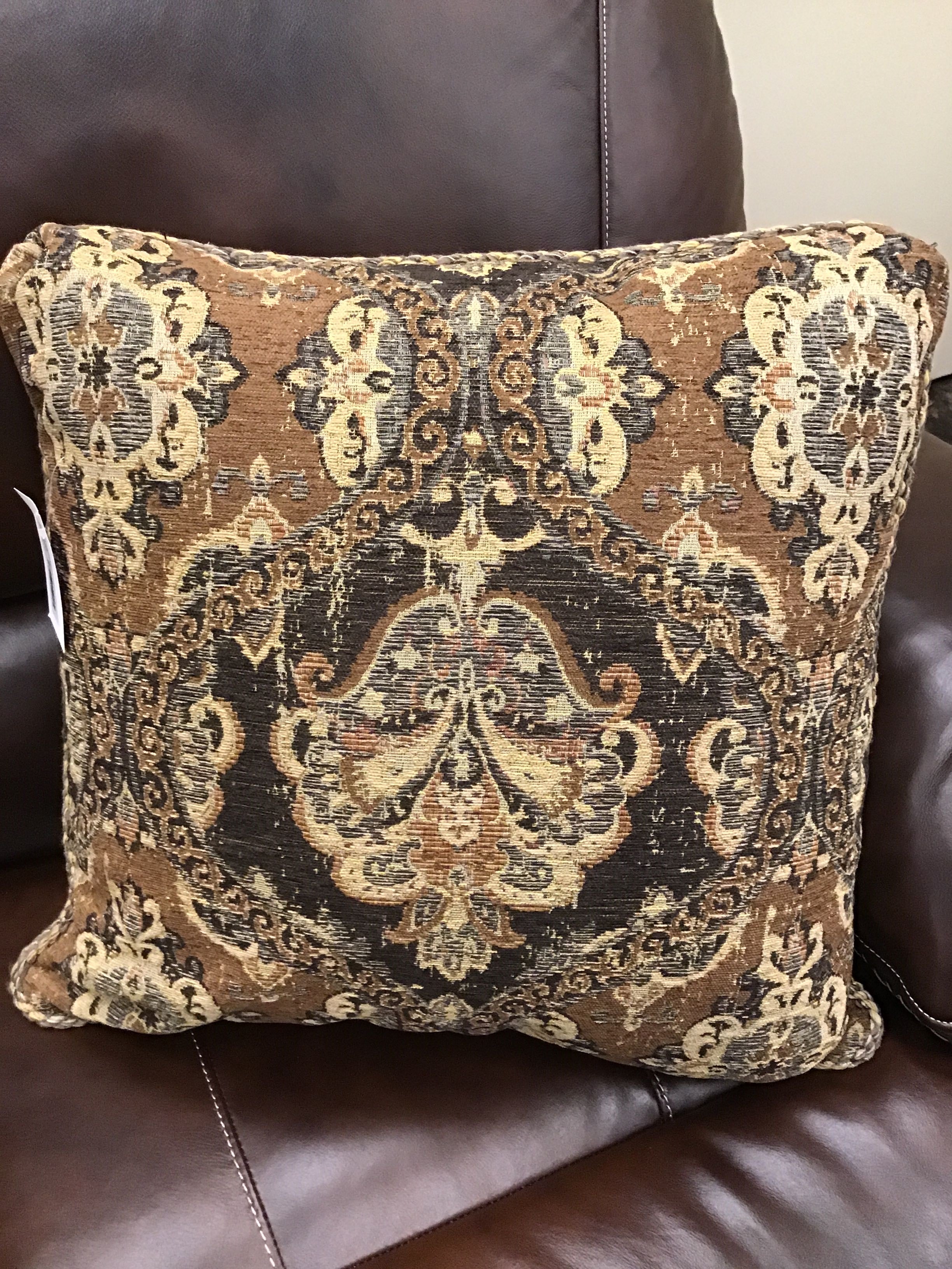 Brown Medallion Tapestry Pillow