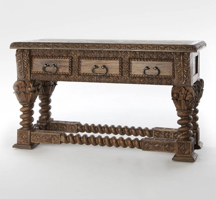 Corinthian Console 4 Legs 3 Drawer