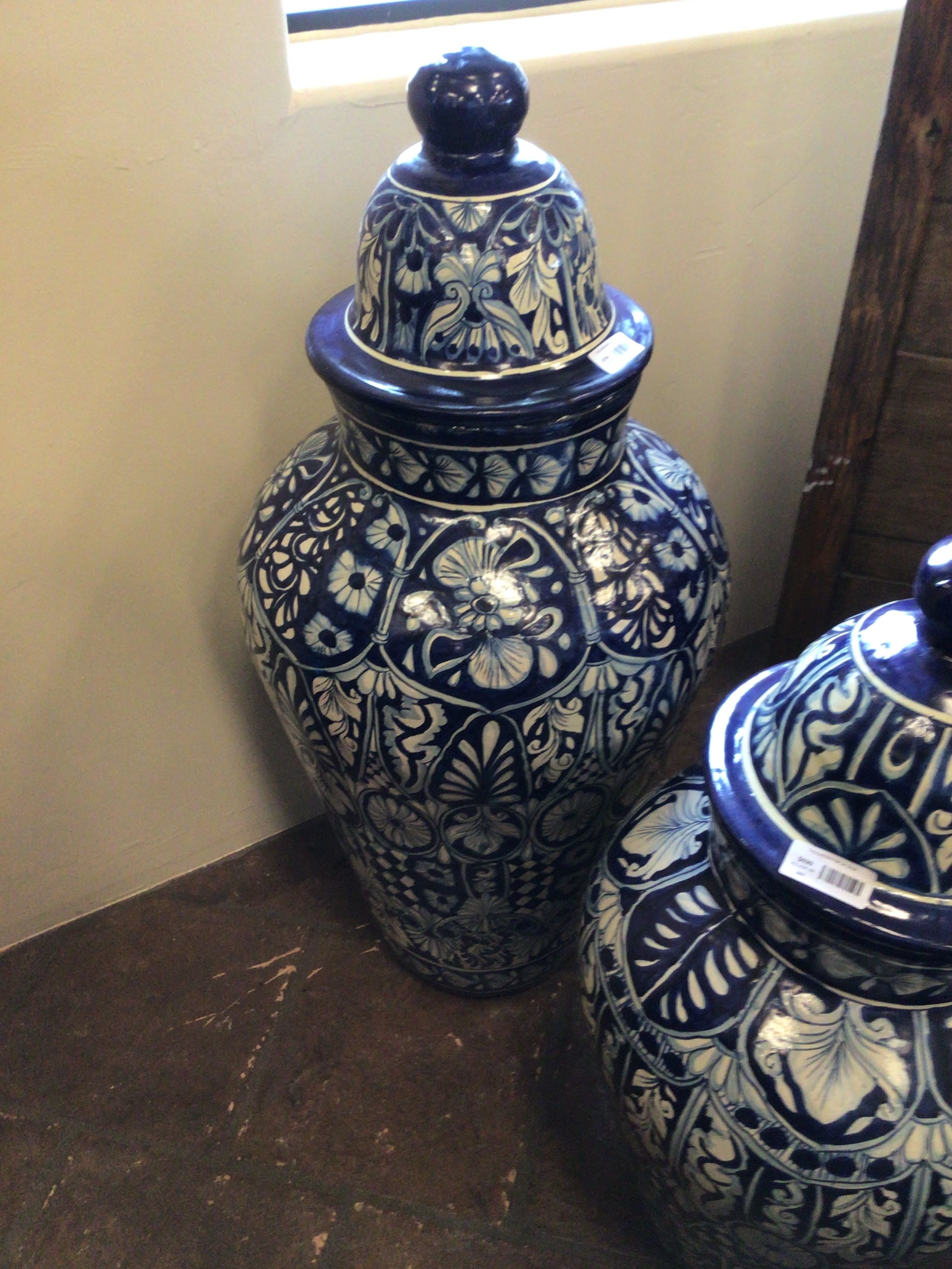 Talavera Jar Medium Blue & White