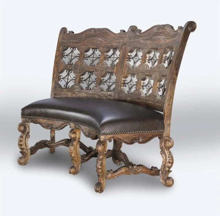 Iron Star Bench Curved Leather
