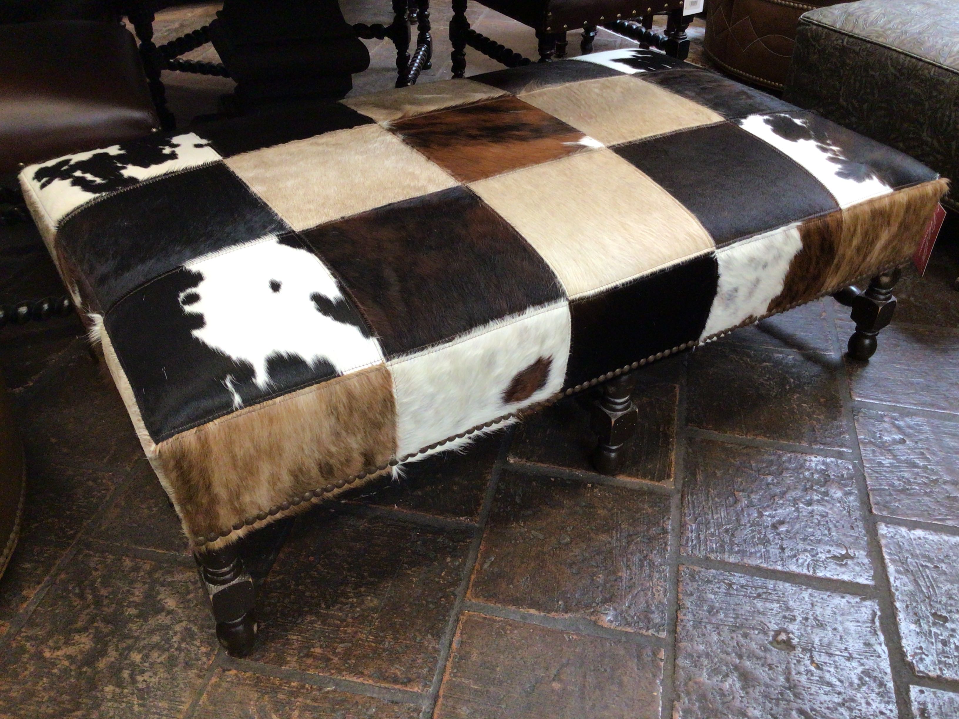 Ottoman Hair On Hide Patches Barnwood