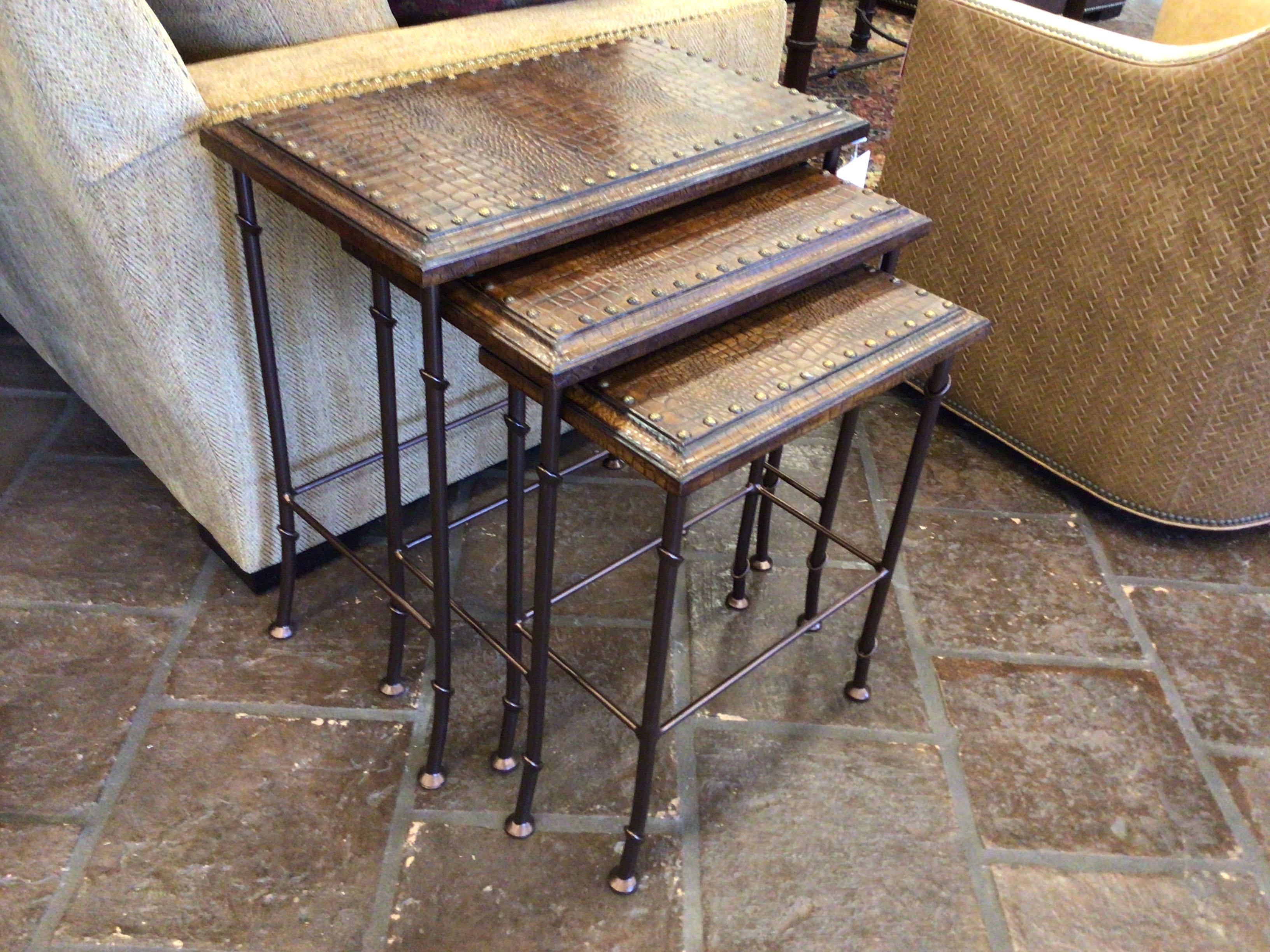Nesting Tables Croc Leather Set Of 3