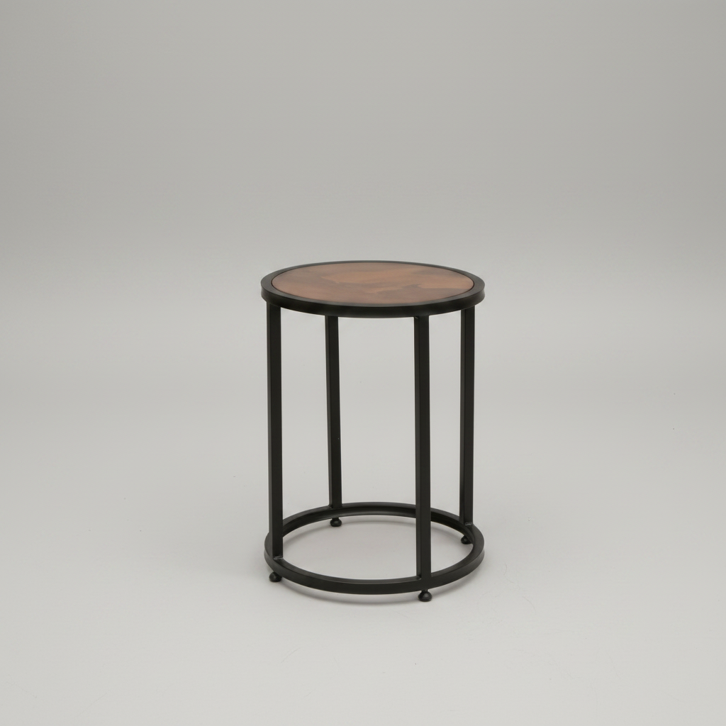 Blackburn Collection End Table With Copper Top & Iron Base