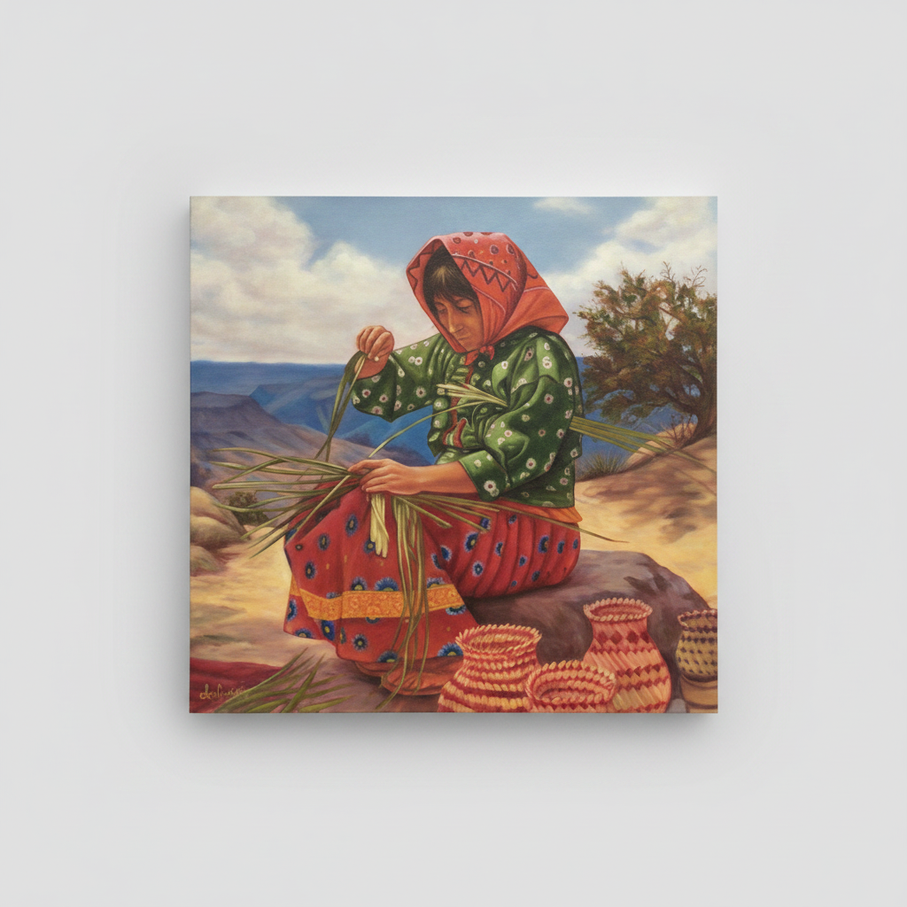 Painting Tarahumara Women Weaving Mexico