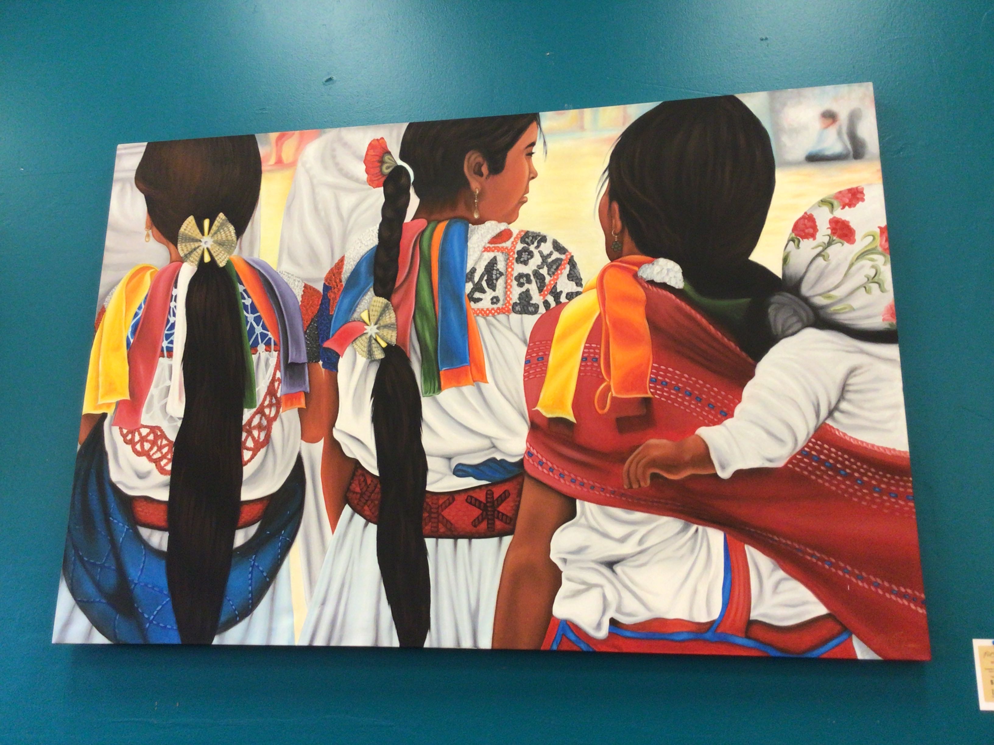 Painting 3 Women And A Baby Mexico