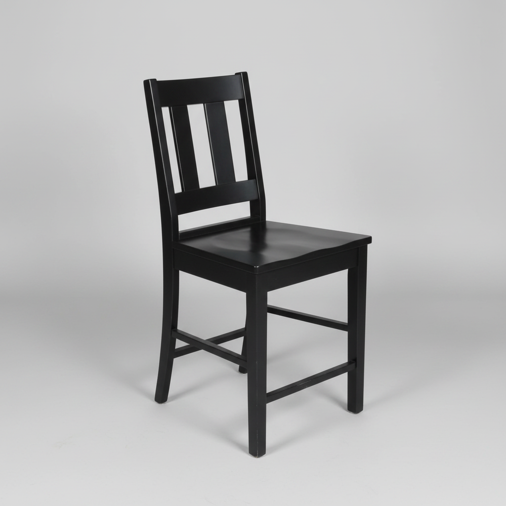 Black wooden chair on a gray background