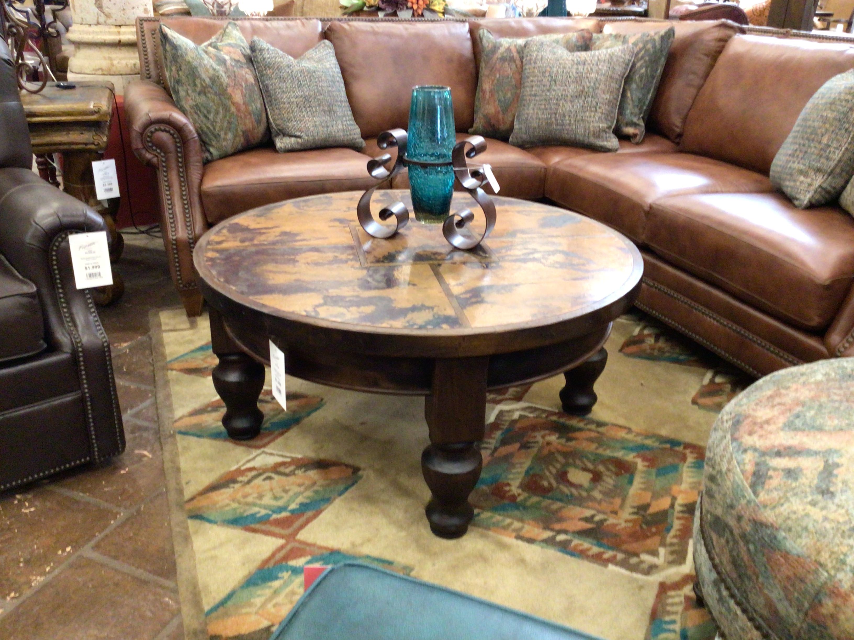 Coffee Table Copper Verdigris 42 Round DD"