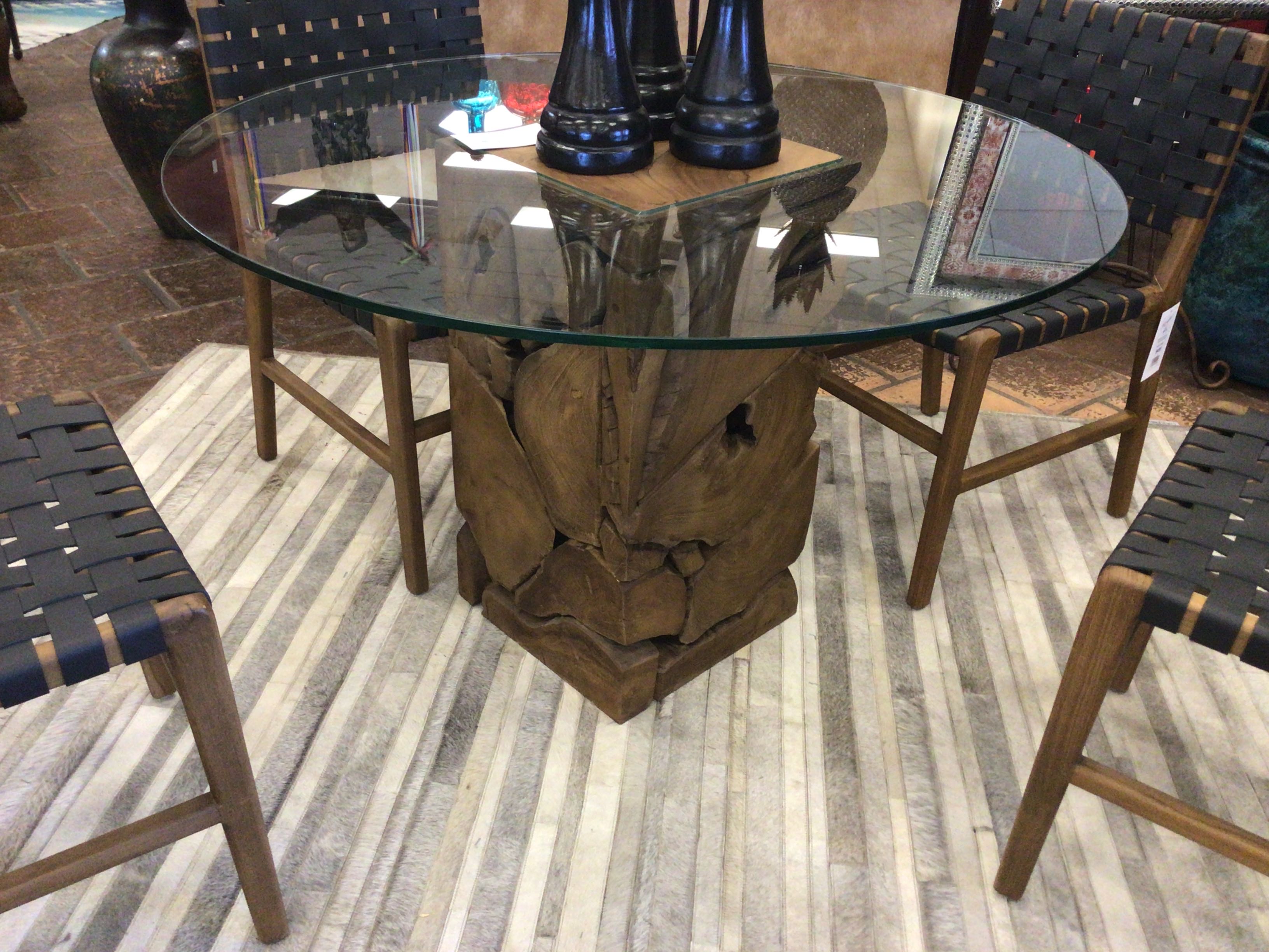 Dining Table Teak Root Round 48x48x30 Natural