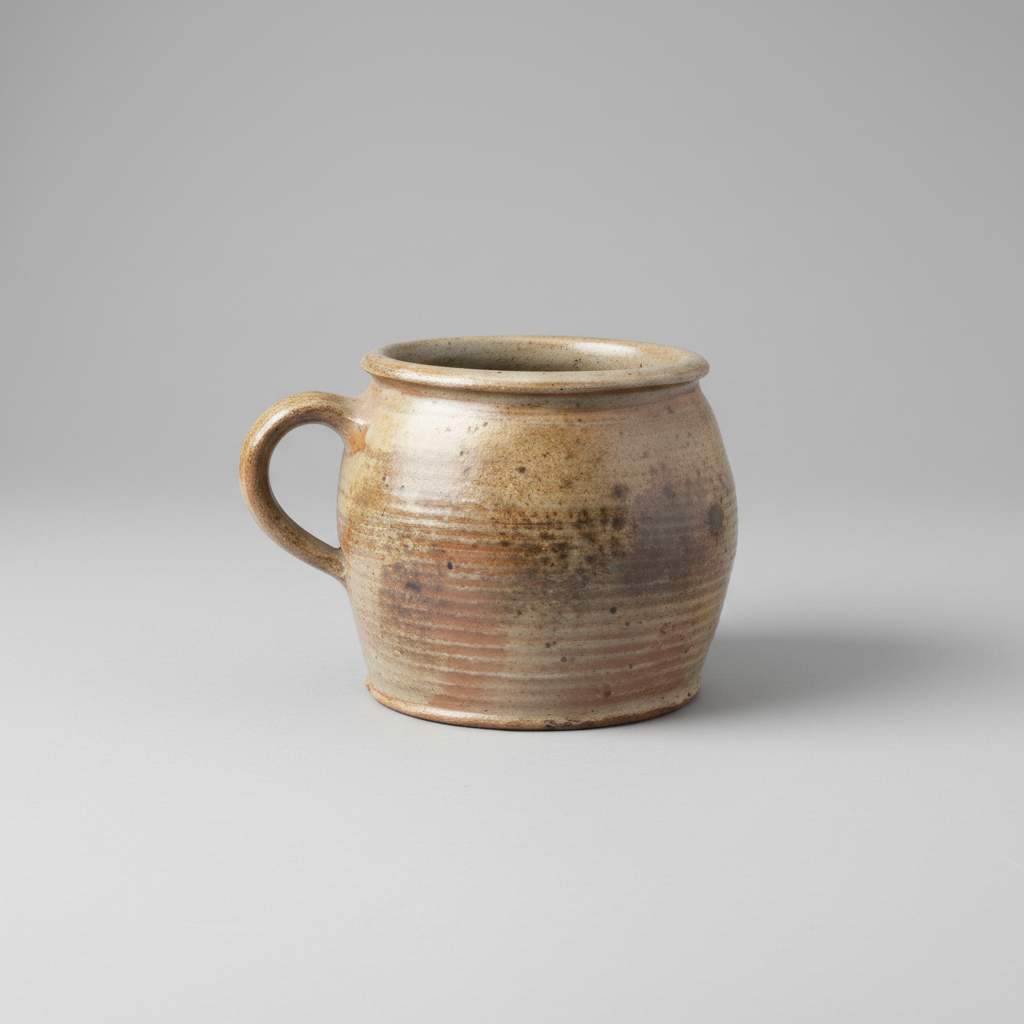 Brown ceramic mug on a gray background