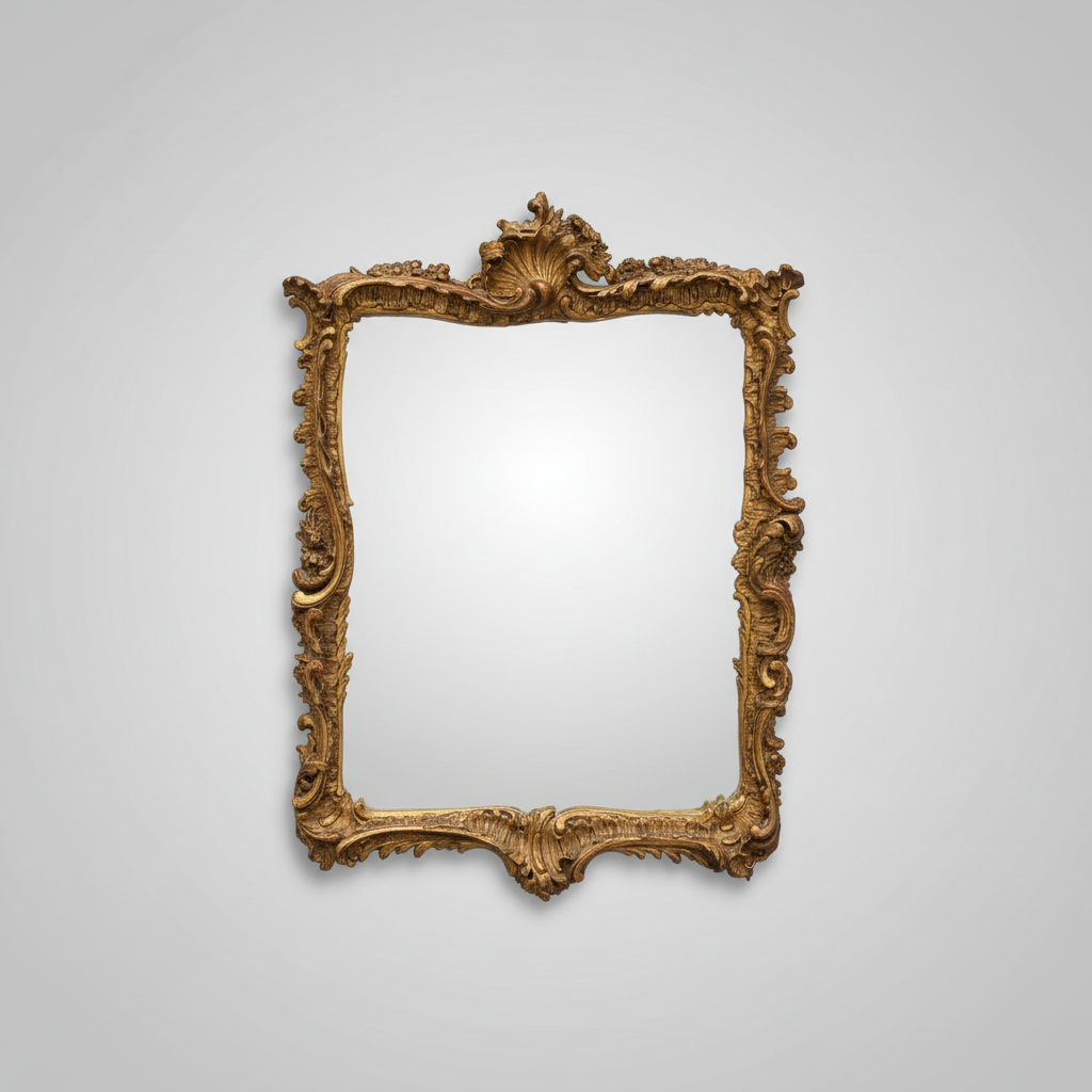 Decorative gold frame on a light gray background