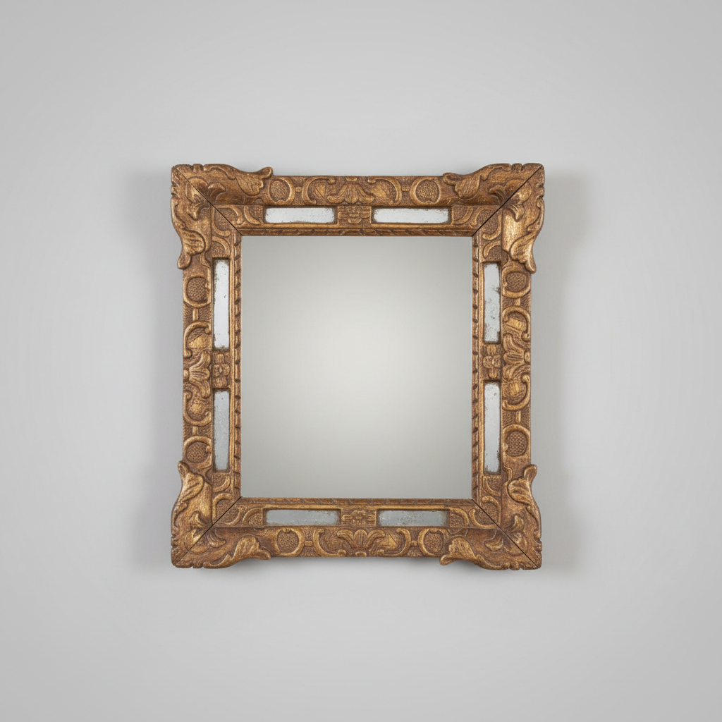 Decorative gold frame on a gray background