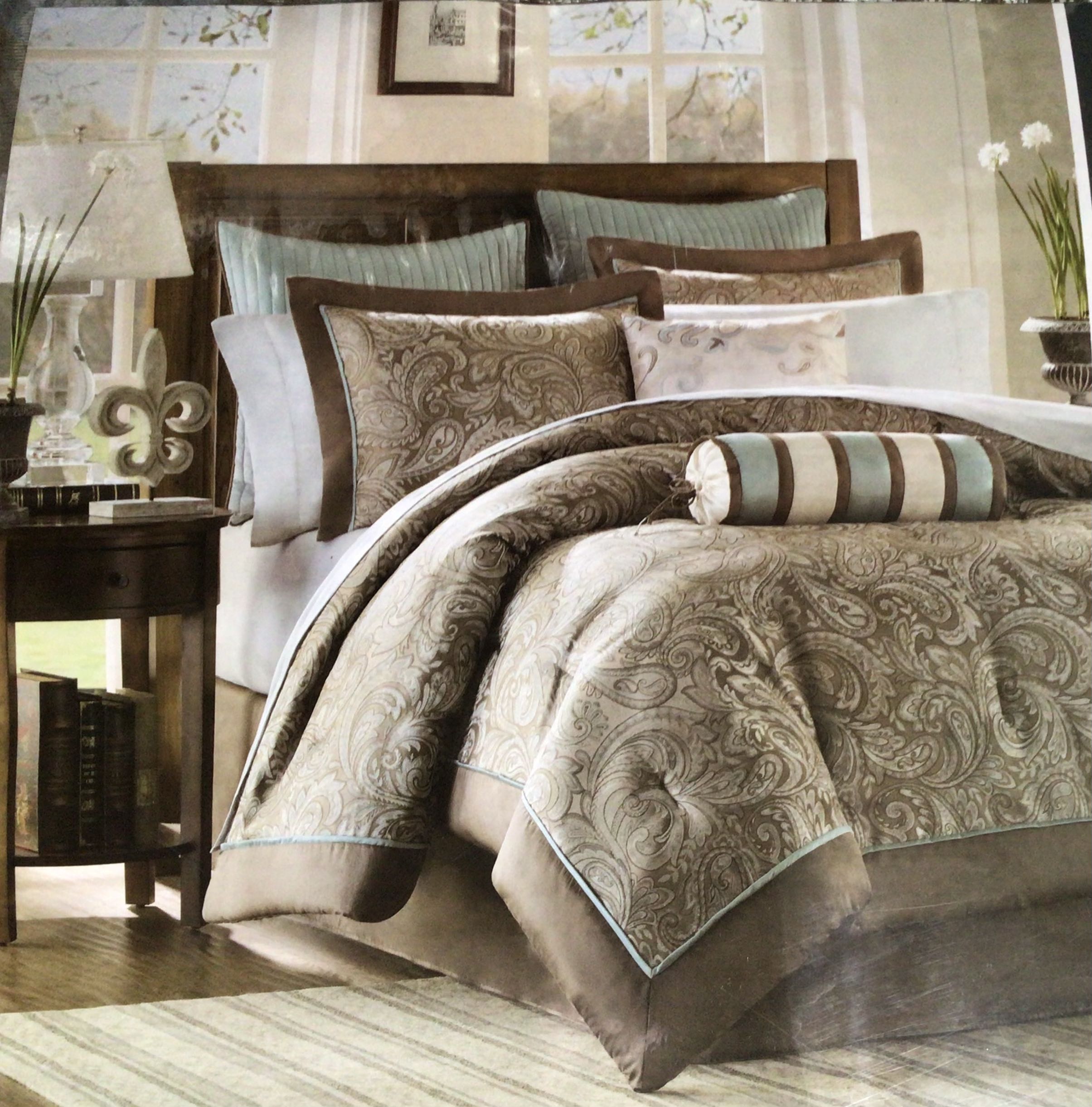 Madison Park Comforter Set W/Sheets Aubrey King Blue/Brown