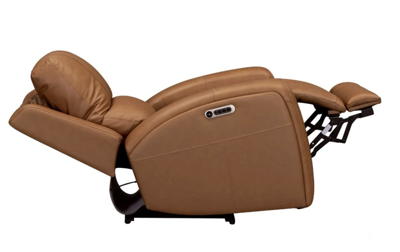 Brown leather recliner chair on a white background