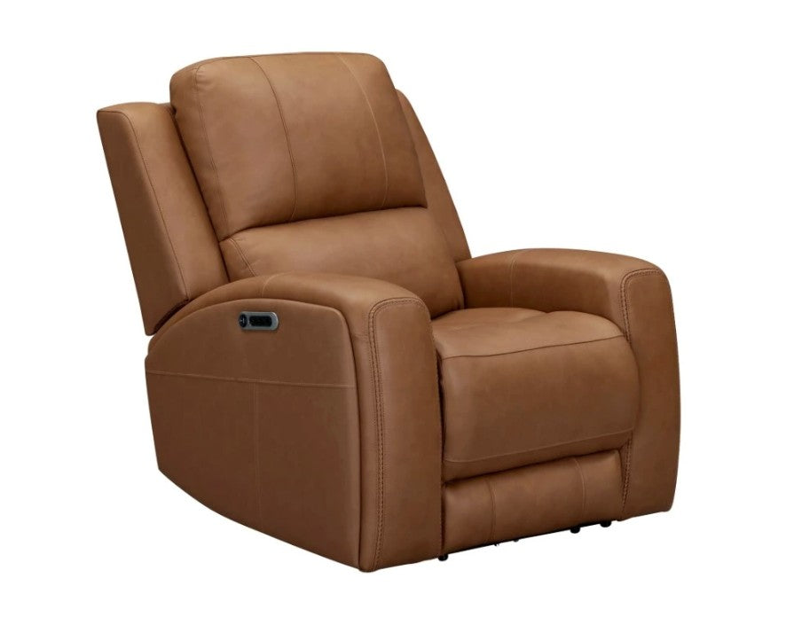 Brown leather recliner chair on a white background