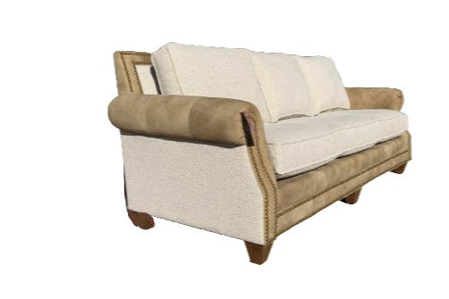 Sofa Leather & Fabric Journey Bisque Open Ranch Brokenstone Smyle Flax