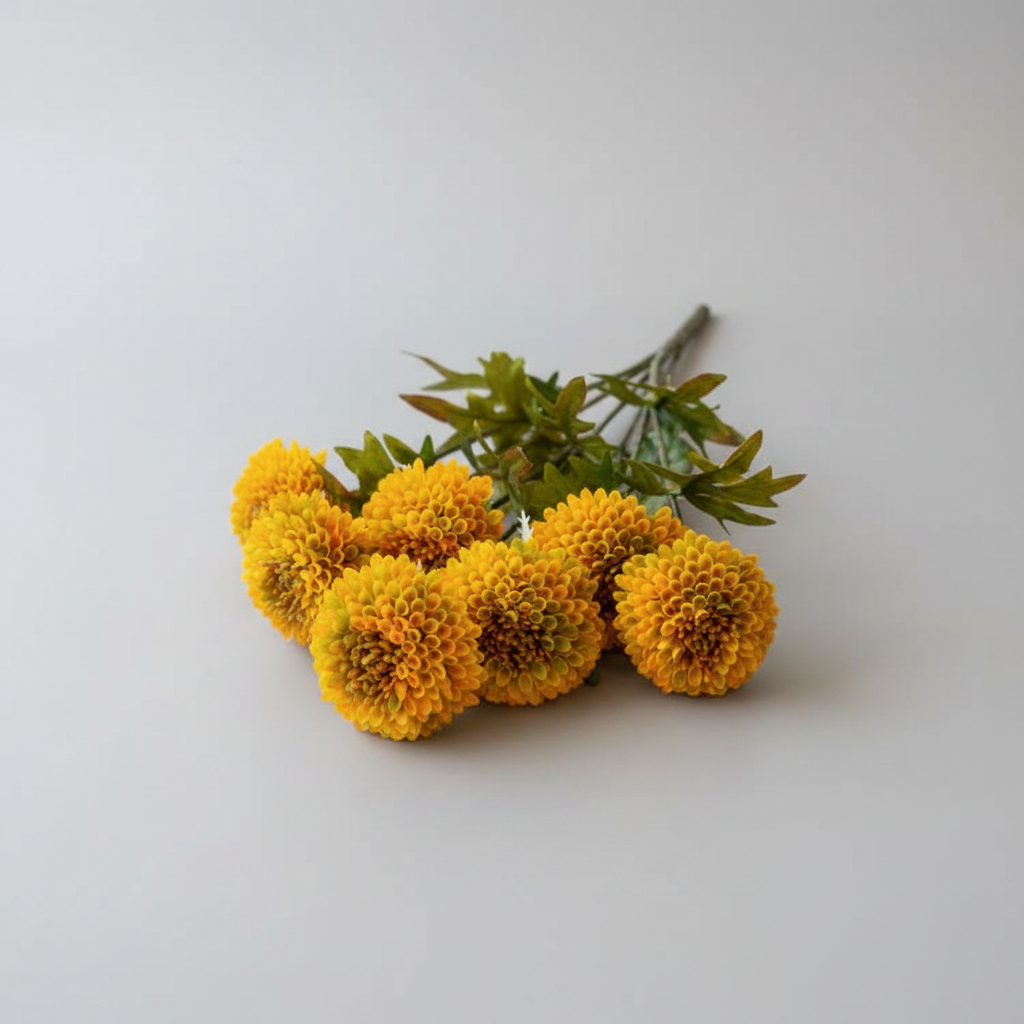 Bouquet of yellow flowers on a light gray background