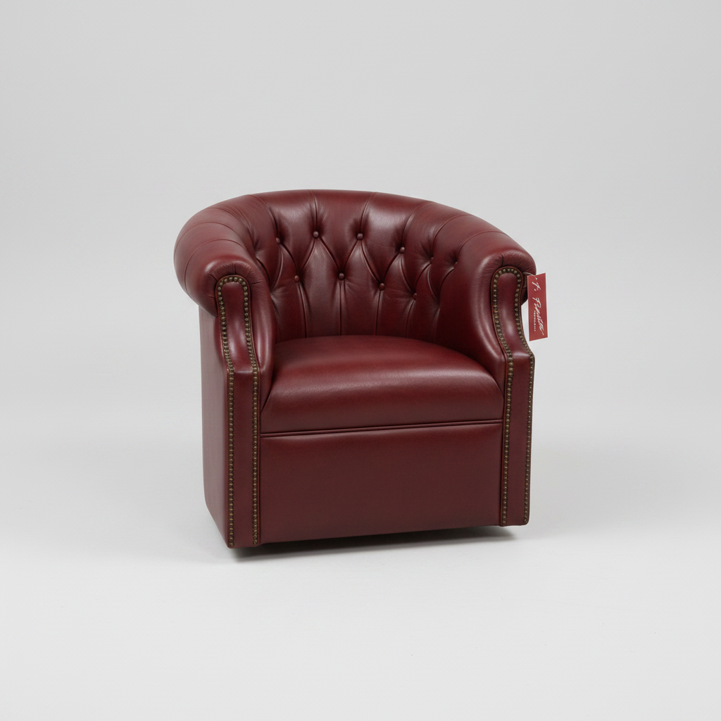Red leather armchair on a gray background