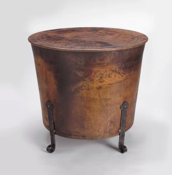 Table Round Copper Cauldron