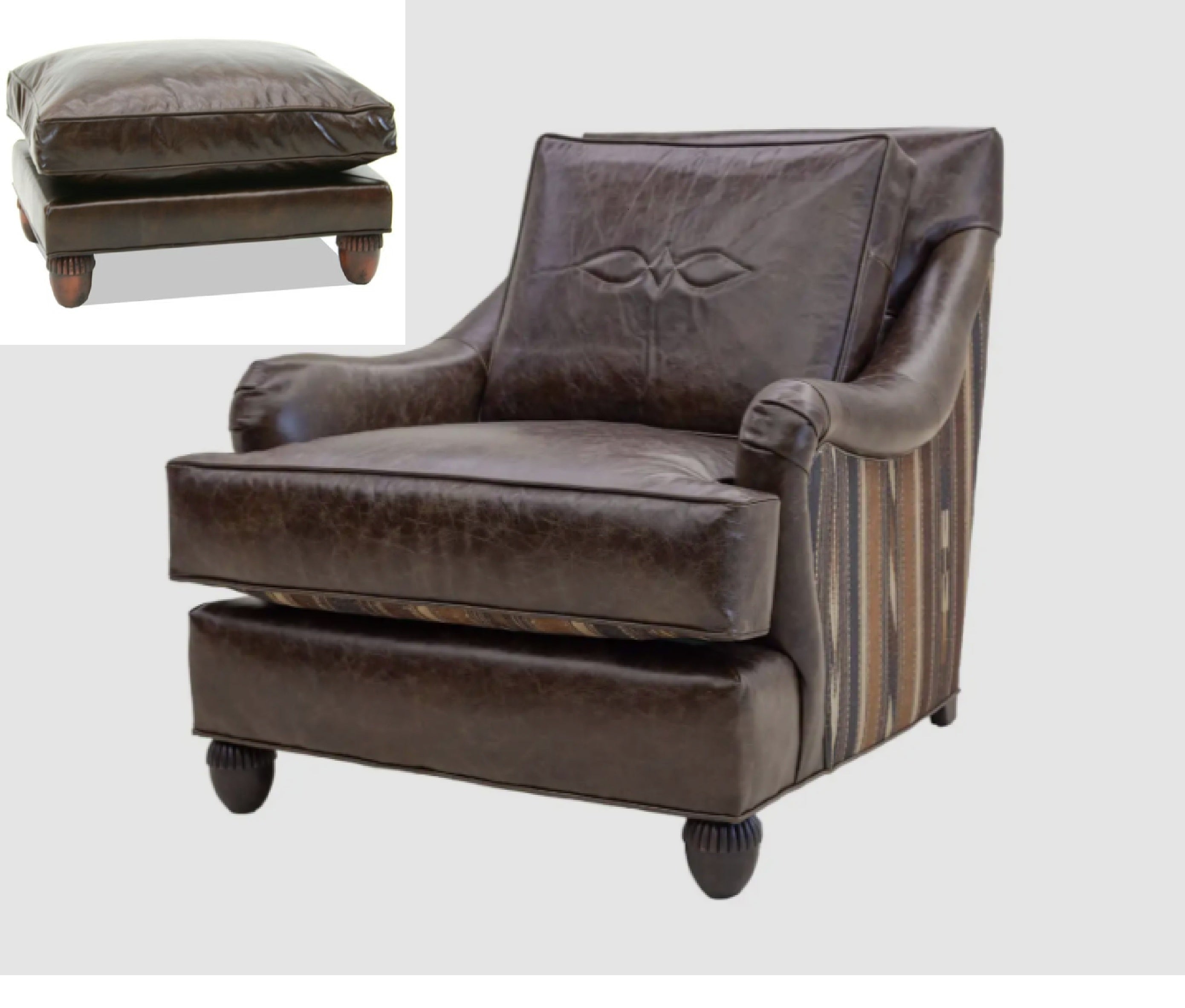 Chair & Ottoman Old Trafford Dark Brown Seat Cushion